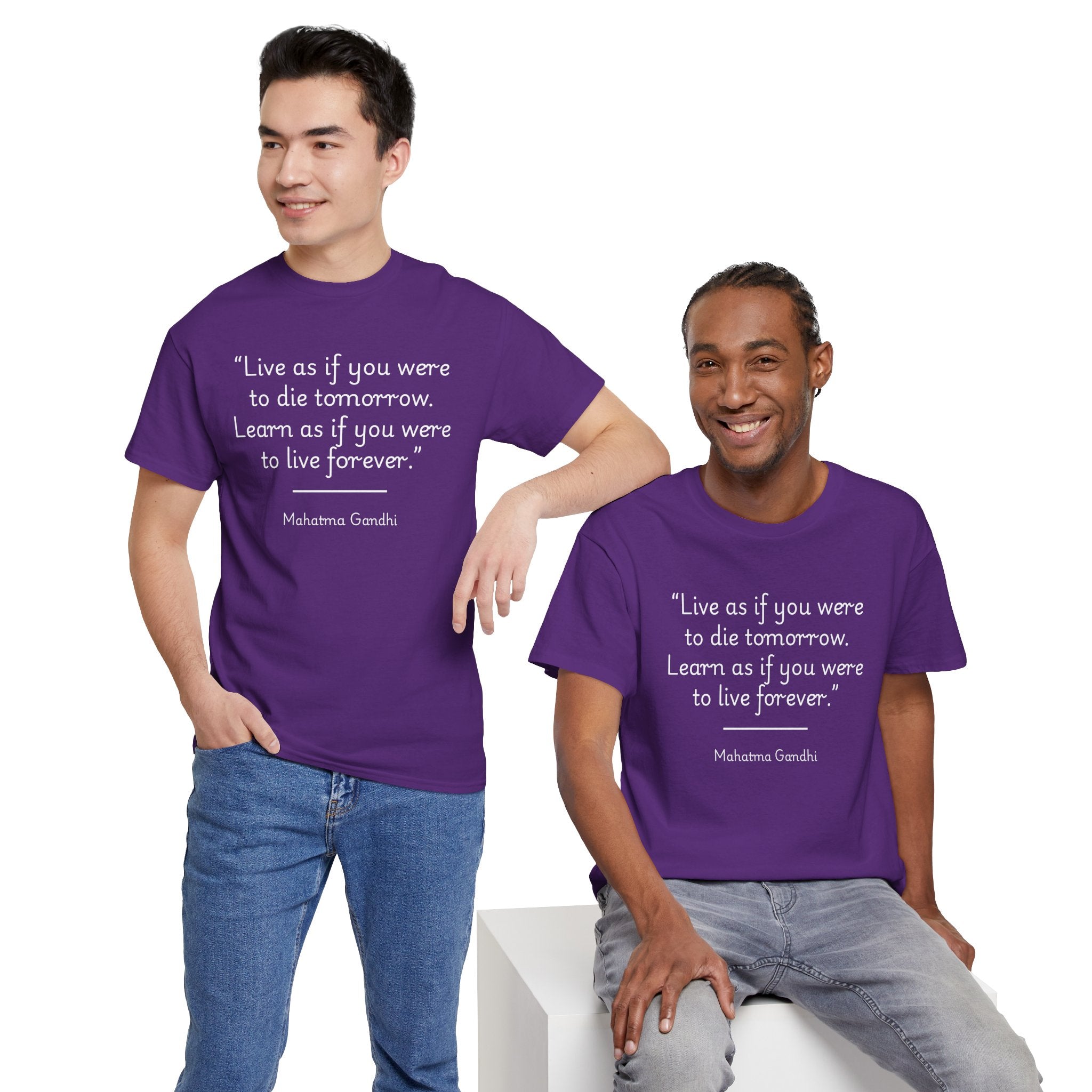 Mahatma Gandhi "Live as if you were to die tomorrow. Learn as if you were to live forever" Inspirational Quote Tee, Motivational Shirt, Gift for Friends, Unisex Cotton T-Shirt, Gandhi [...]