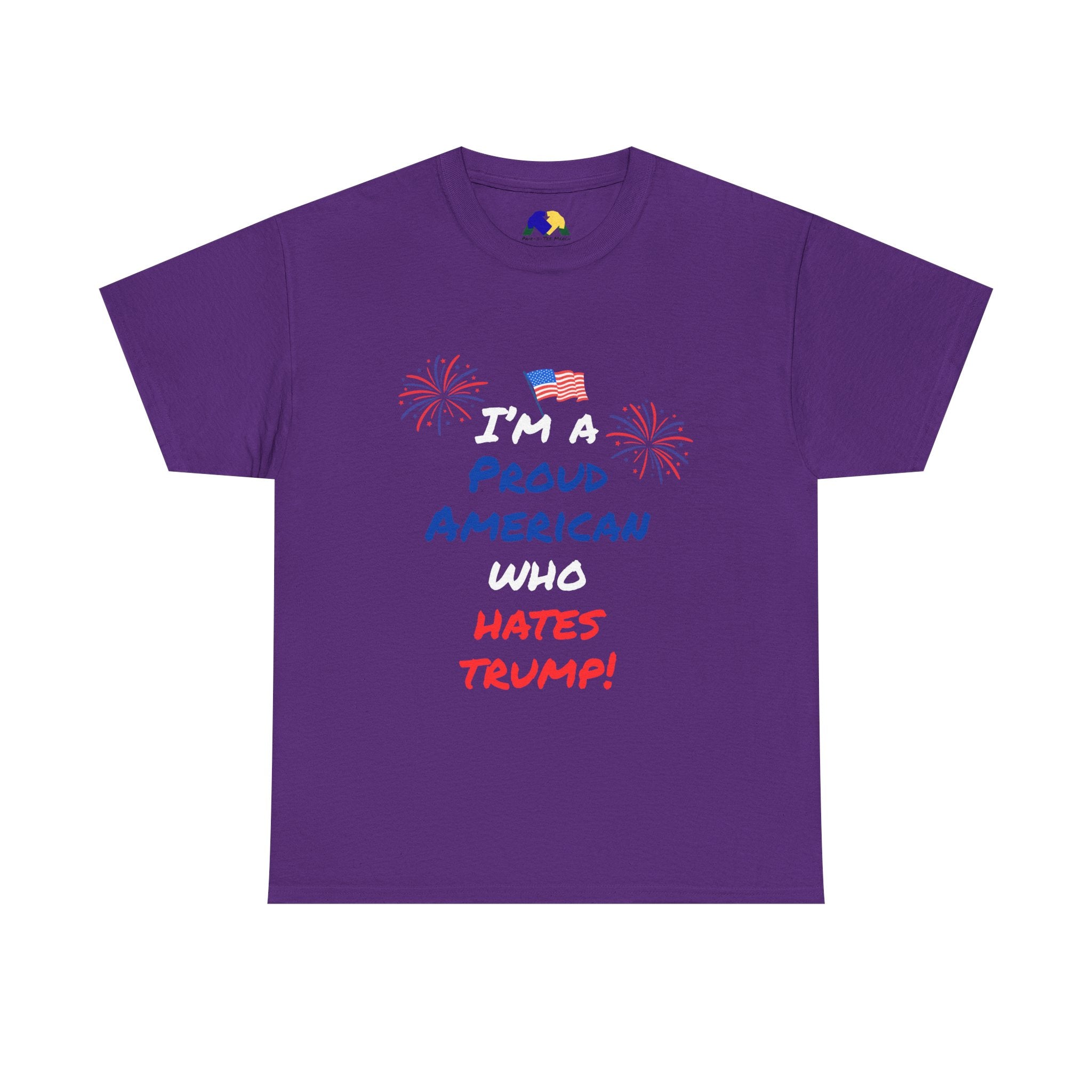 Proud American Anti-Trump Unisex Tee | Unisex Heavy Cotton Tee, Statement Shirt, Political Shirt, Gift for Activists, 4th of July Fashion