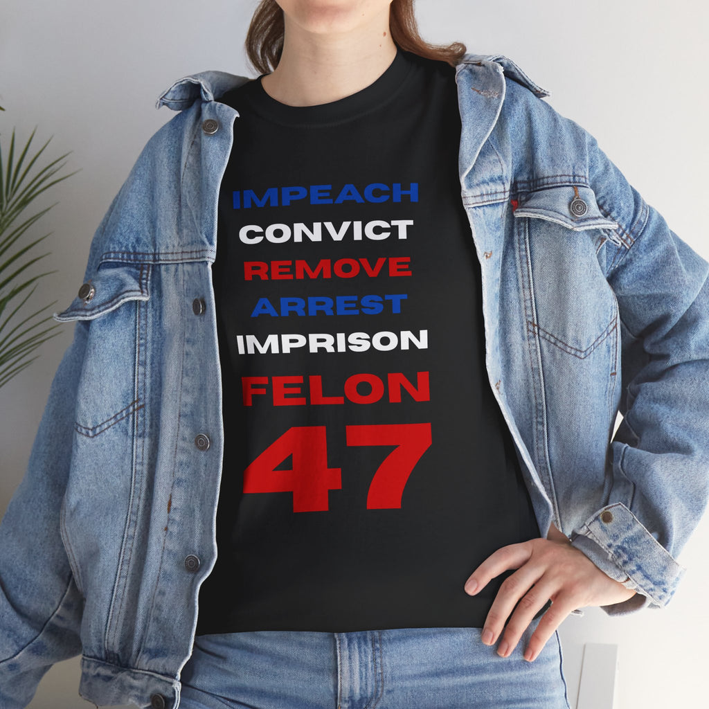 Remove Felon 47 Unisex Tee - Statement Tee - Bold Political Humor T-Shirt - Perfect for Activism, Gifts, Parties, and Everyday Wear