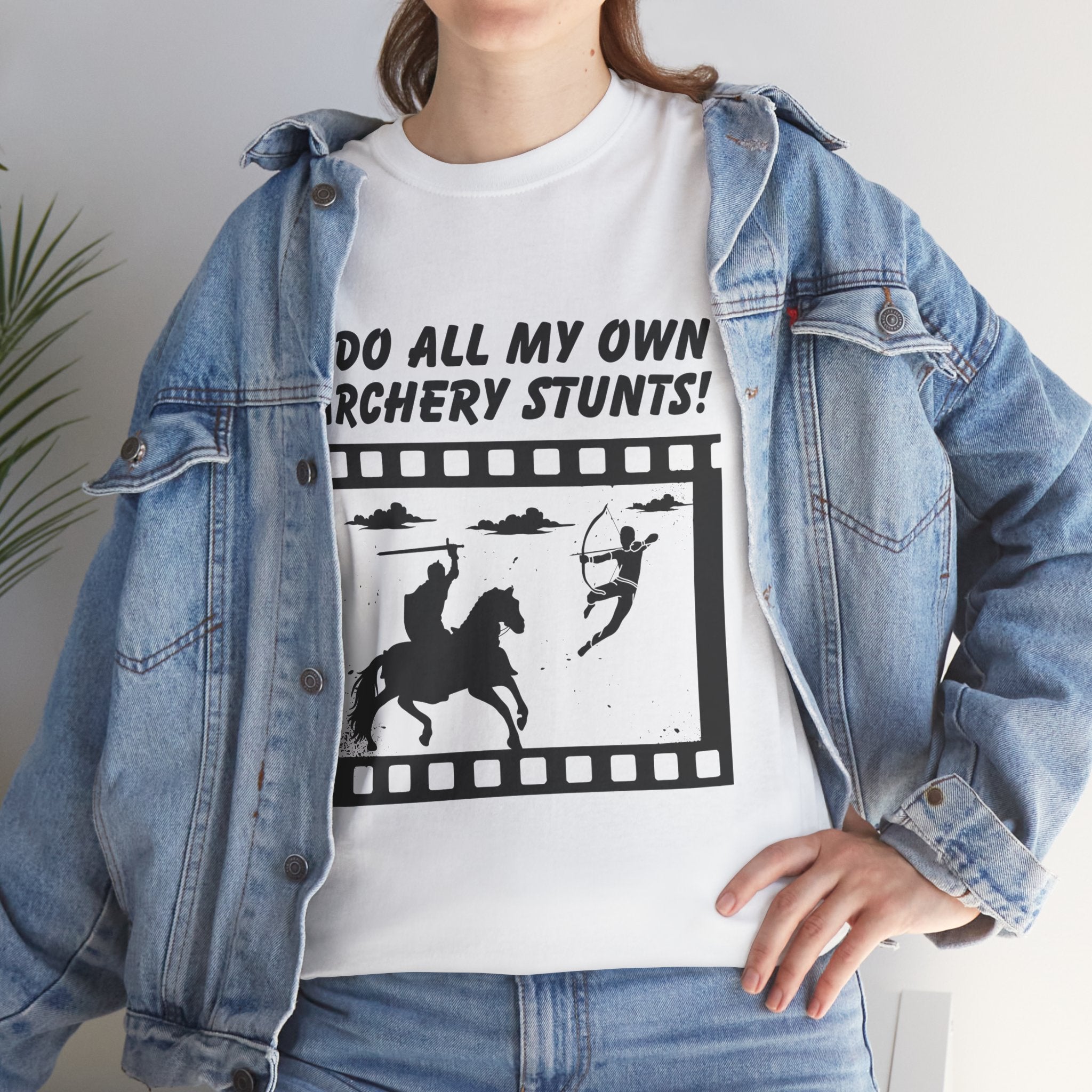 I do all my own Archery Stunts! Knight Unisex Tee - Funny Archery Stunts Tee, Unisex Heavy Cotton T-Shirt, Archery Gift, Outdoor Fun Shirt, Unique Sports Humor Tee