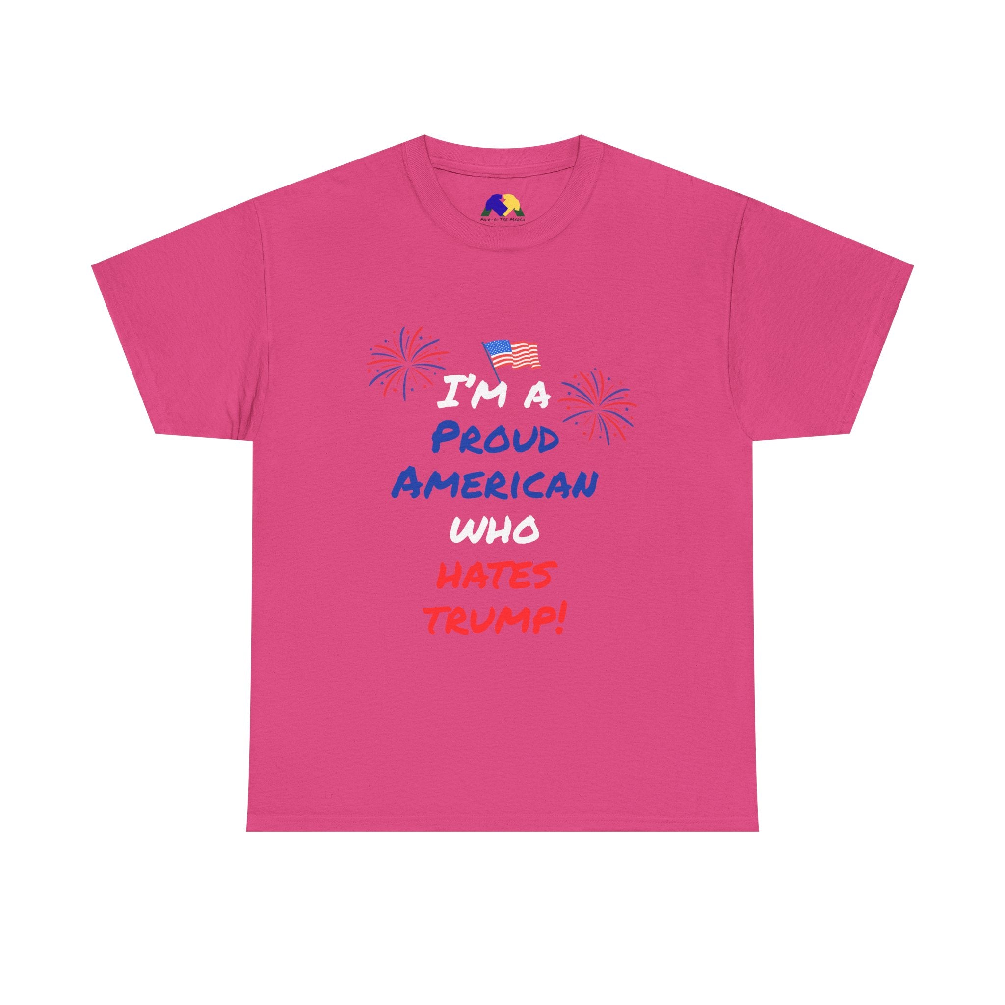 Proud American Anti-Trump Unisex Tee | Unisex Heavy Cotton Tee, Statement Shirt, Political Shirt, Gift for Activists, 4th of July Fashion