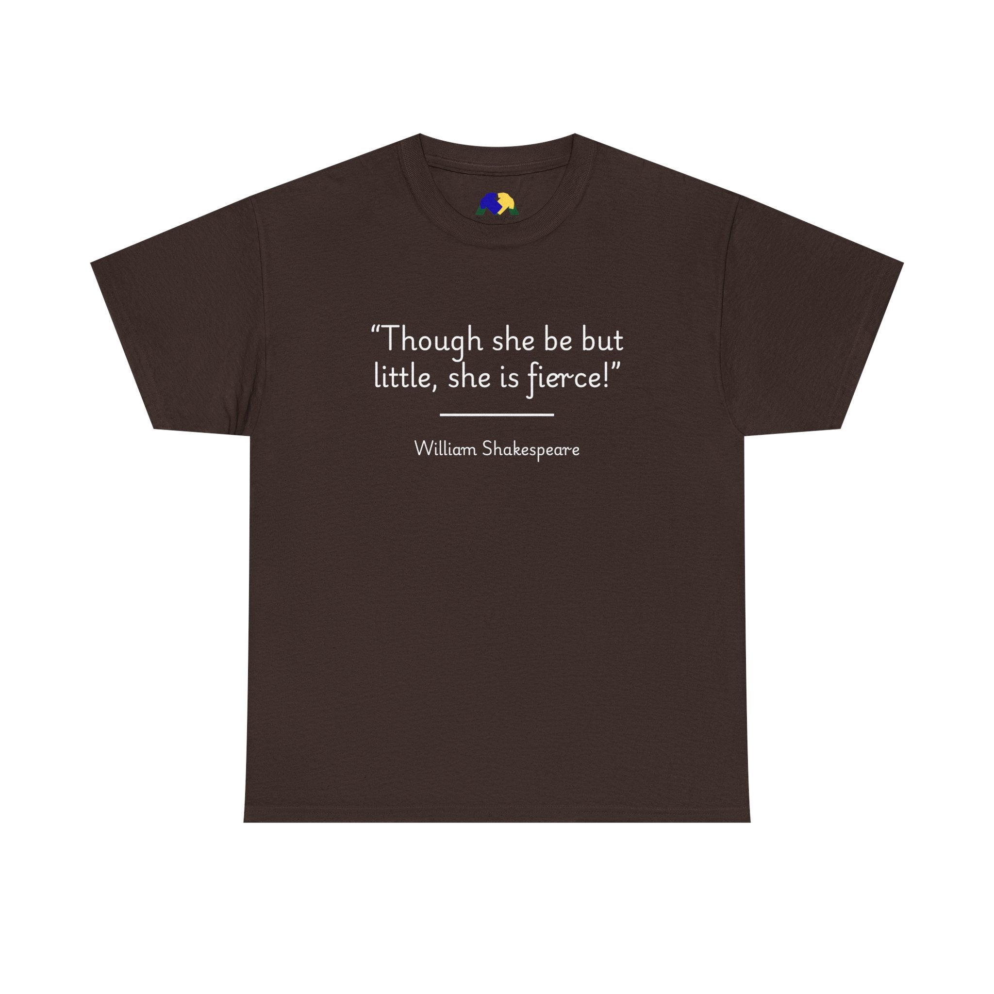William Shakespeare "Though she be but little, she is fierce!" Quote Unisex Tee - Unisex Heavy Cotton Shirt, Shakespeare Quote Shirt, Inspirational T-Shirt, Gift for Book Lovers, Literary Apparel