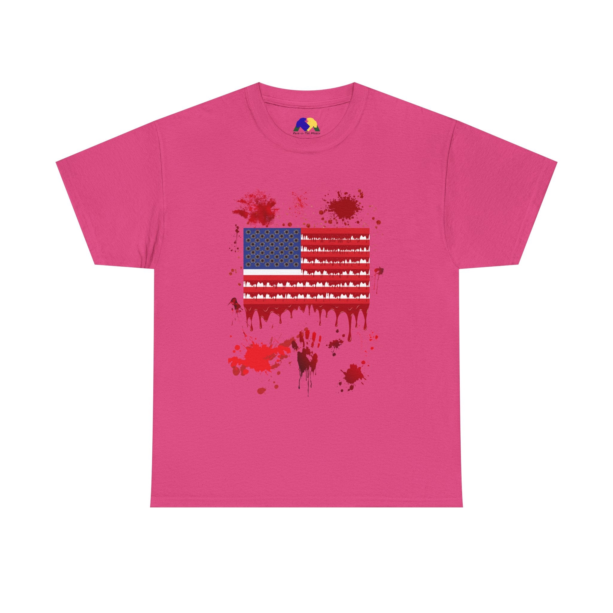Blood-Soaked American Flag Gun Violence in America Unisex Tee - Graphic Tee Shirt