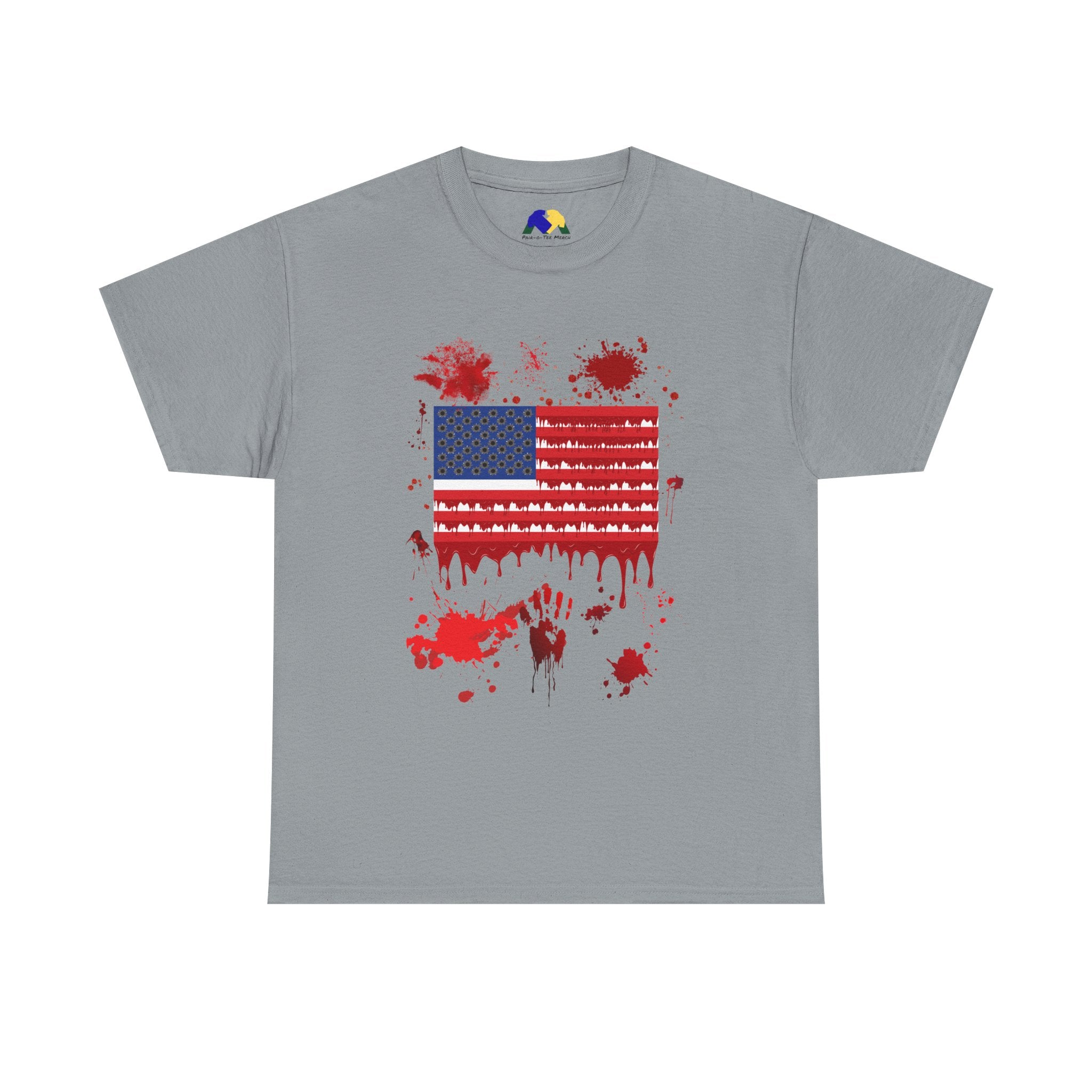Blood-Soaked American Flag Gun Violence in America Unisex Tee - Graphic Tee Shirt