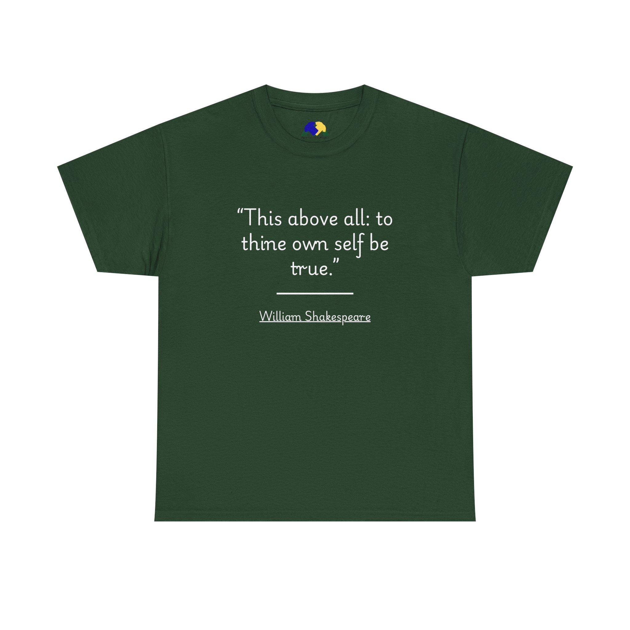 William Shakespeare "This above all: to thine own self be true" Quote Tee | Unisex Heavy Cotton T-Shirt, Literary Gift, Inspirational Apparel, Book Lover Gift, Casual Wear