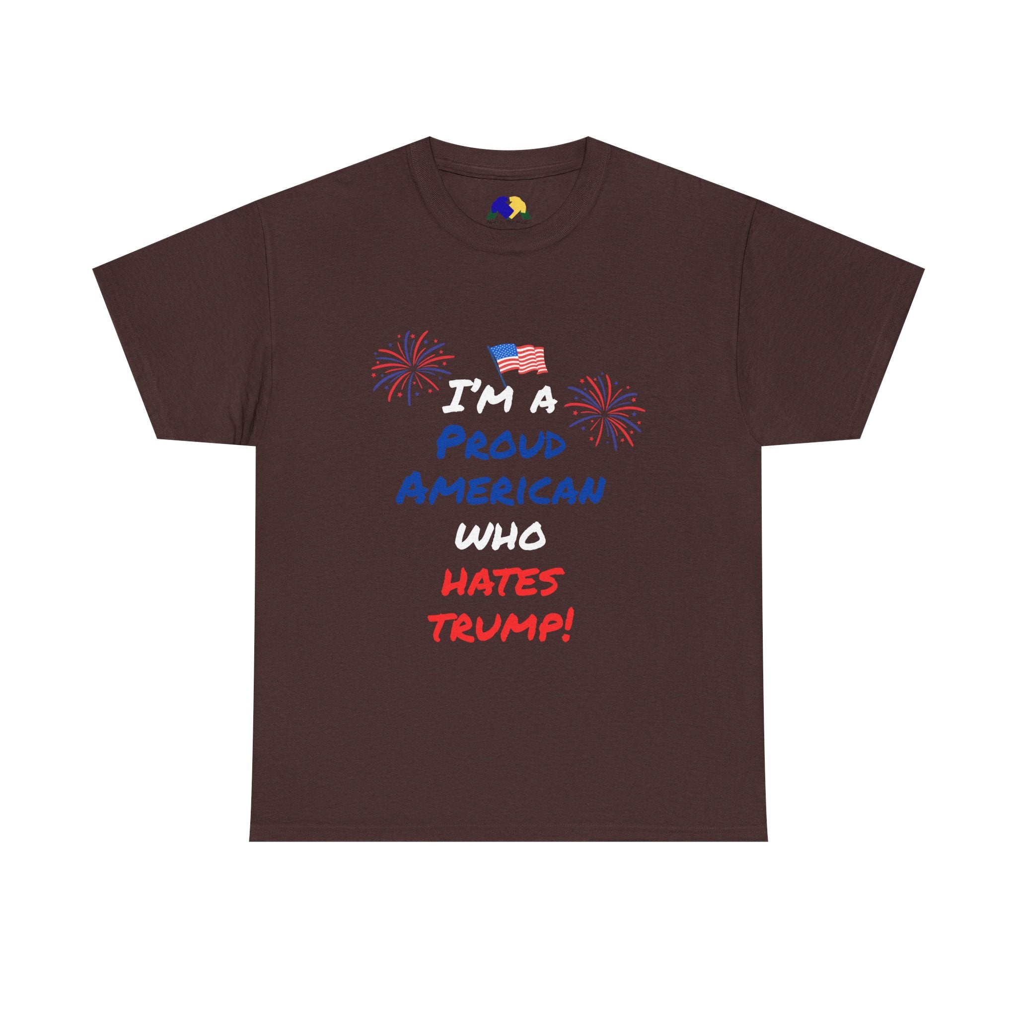 Proud American Anti-Trump Unisex Tee | Unisex Heavy Cotton Tee, Statement Shirt, Political Shirt, Gift for Activists, 4th of July Fashion