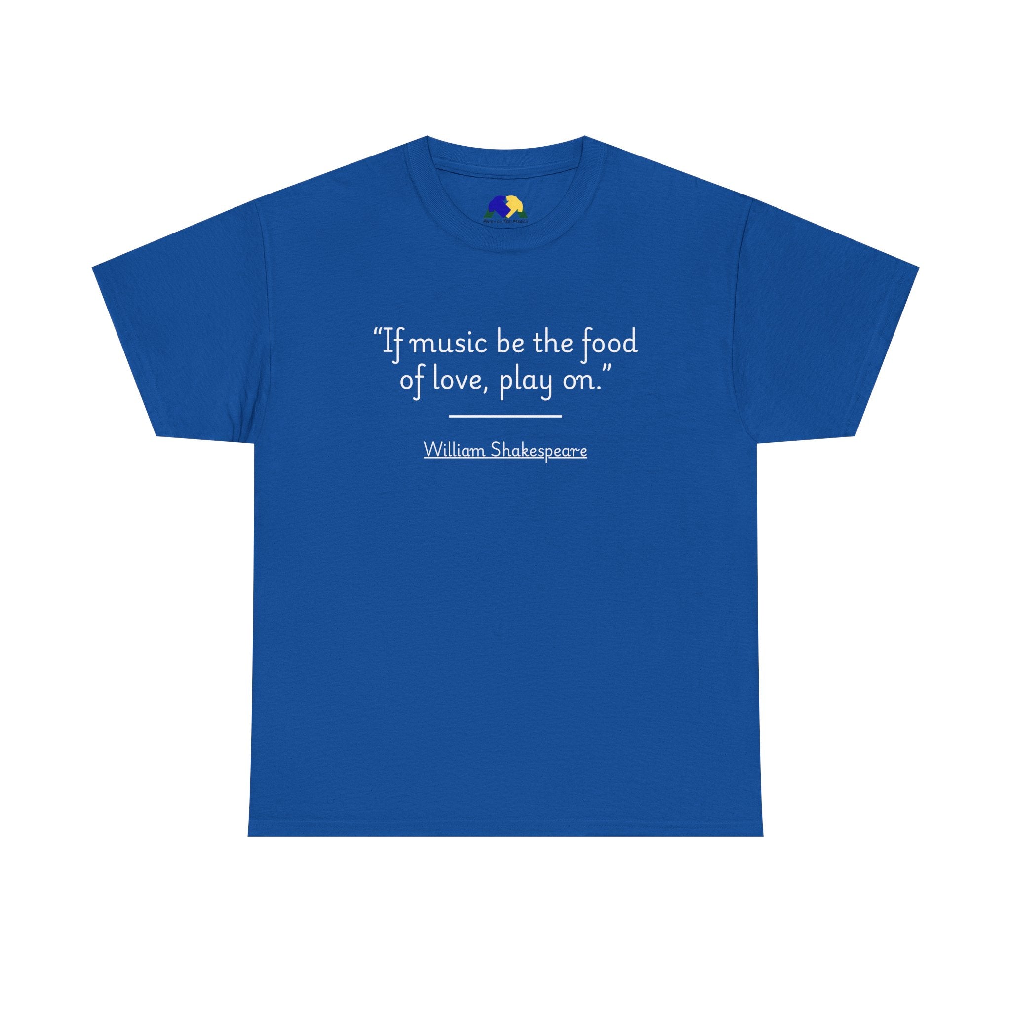 William Shakespeare "If music be the food of love, play on" Quote Unisex Tee - Shakespeare Quote Unisex Tee, Literary Gift, Music Lover Shirt, Casual Wear, Reading Gift, Theater Lover Apparel