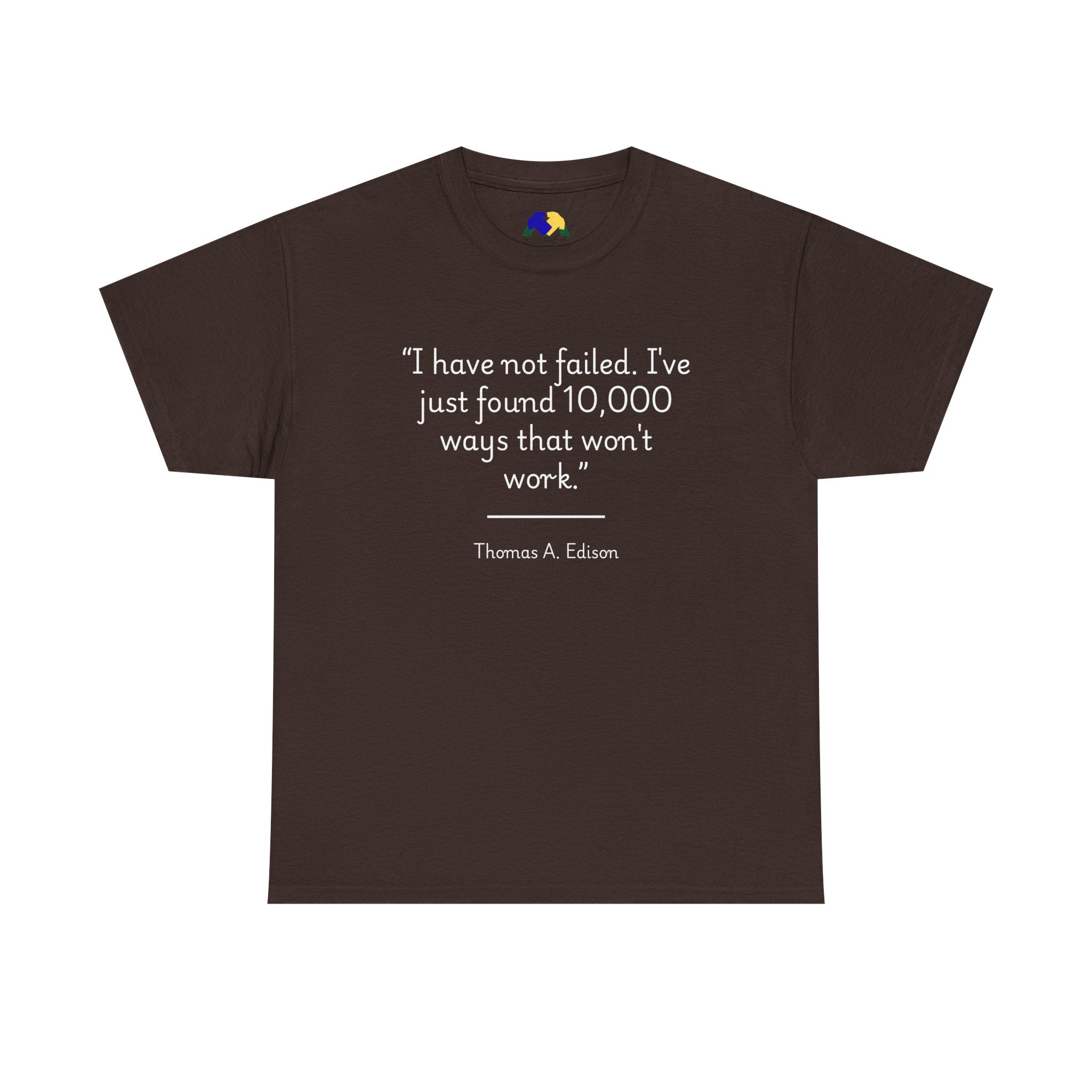 Thomas Edison "I did not fail" Quote Unisex Heavy Cotton Tee, Motivational T-Shirt, Inspirational Gift, Casual Wear, Unique Statement Tee