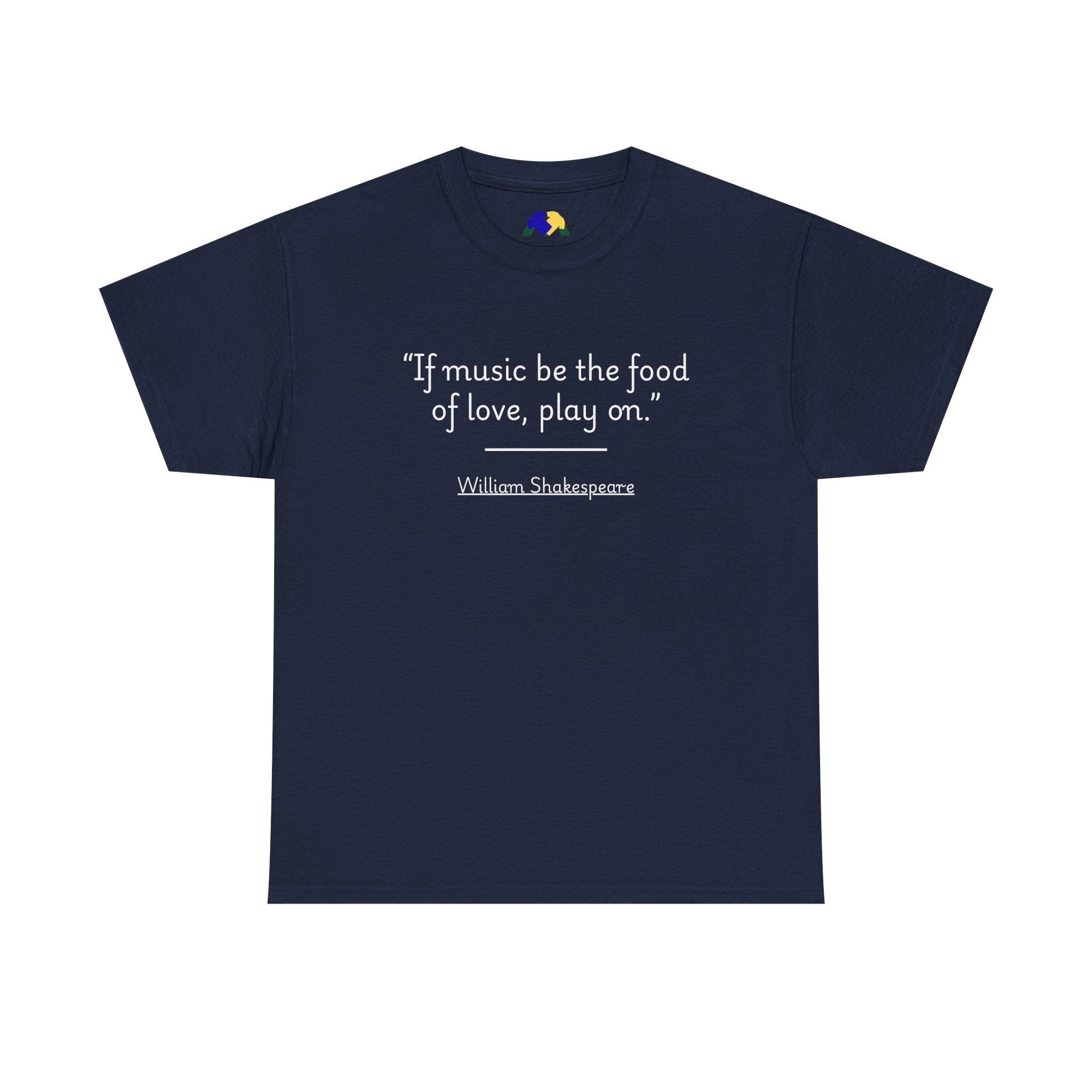 William Shakespeare "If music be the food of love, play on" Quote Unisex Tee - Shakespeare Quote Unisex Tee, Literary Gift, Music Lover Shirt, Casual Wear, Reading Gift, Theater Lover Apparel
