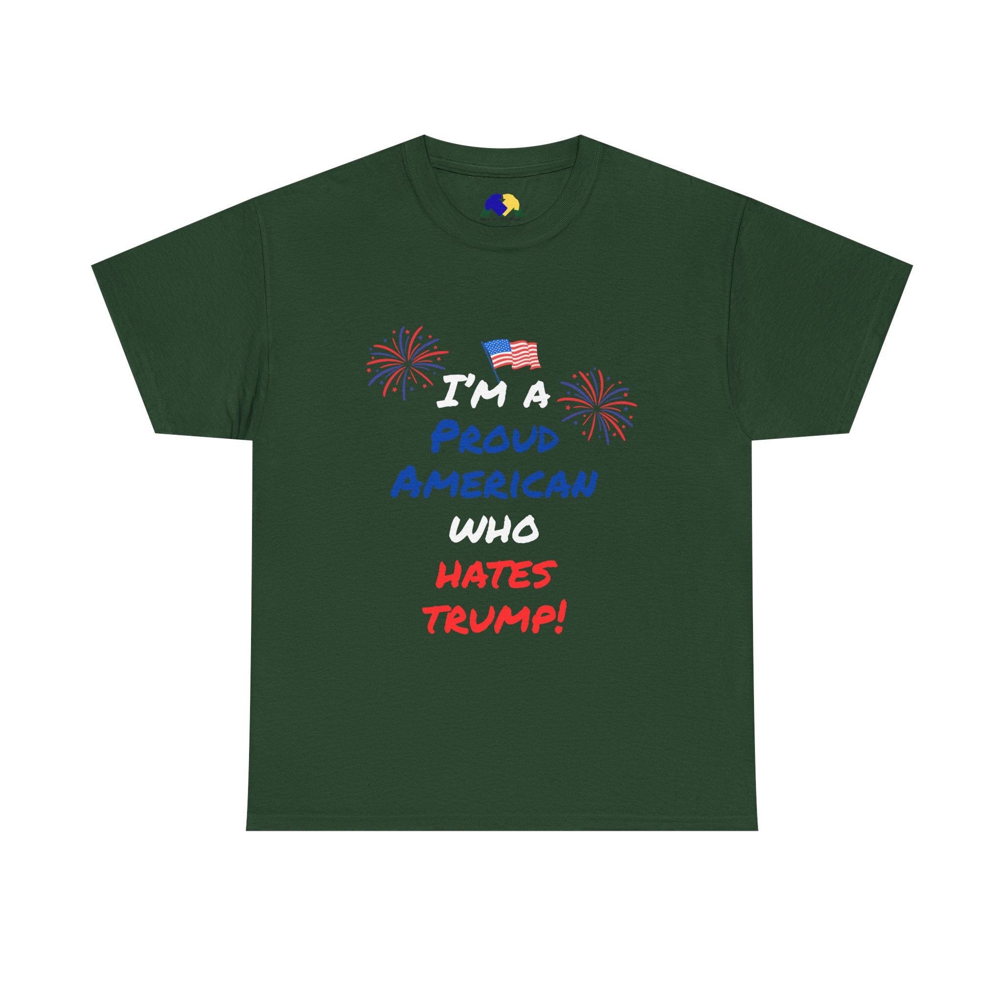Proud American Anti-Trump Unisex Tee | Unisex Heavy Cotton Tee, Statement Shirt, Political Shirt, Gift for Activists, 4th of July Fashion