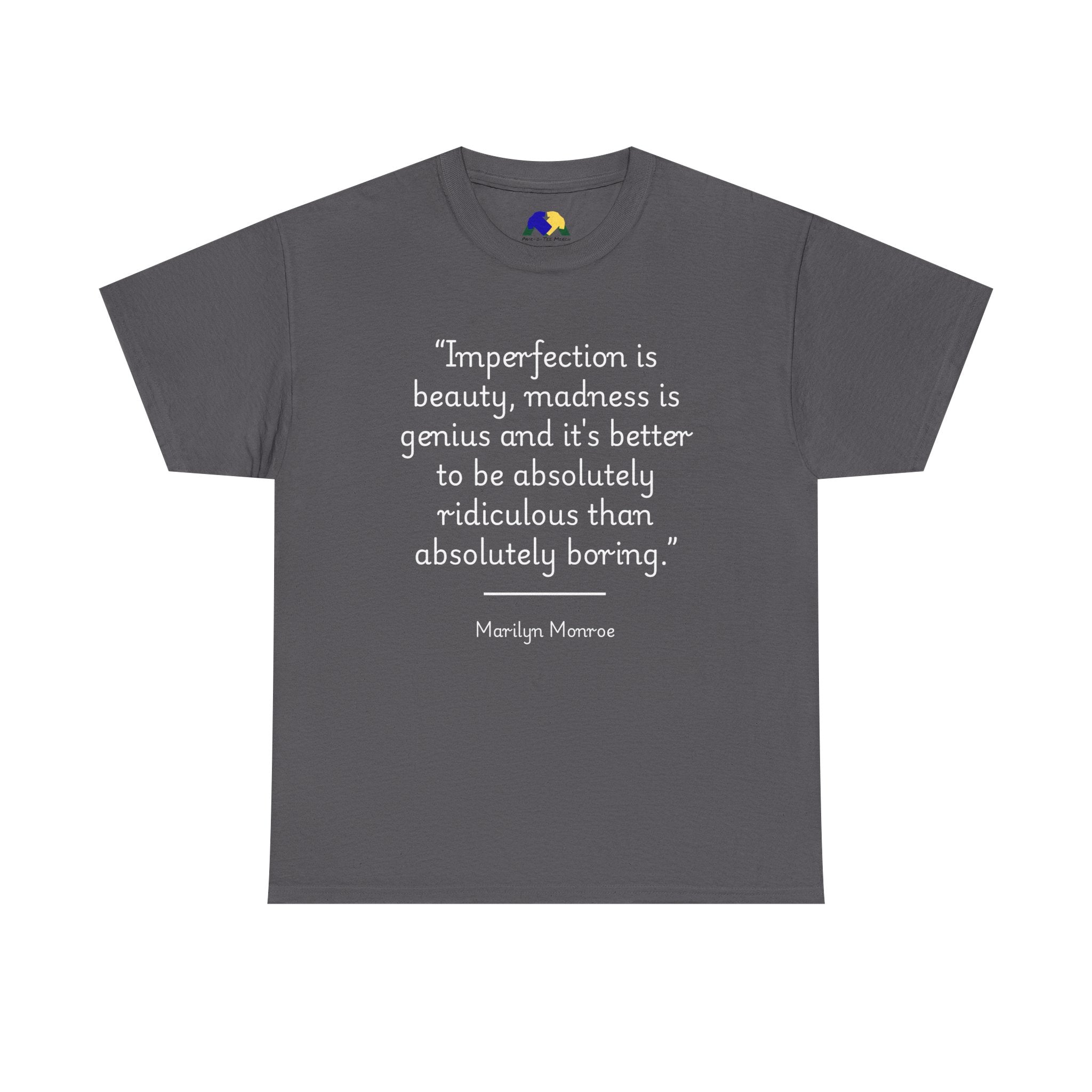 Marilyn Monroe "Imperfection is beauty" Inspirational Quote Tee | Unisex Cotton T-Shirt, Inspirational Gift, Vintage Style Tee, Perfect for Fans, Everyday Wear