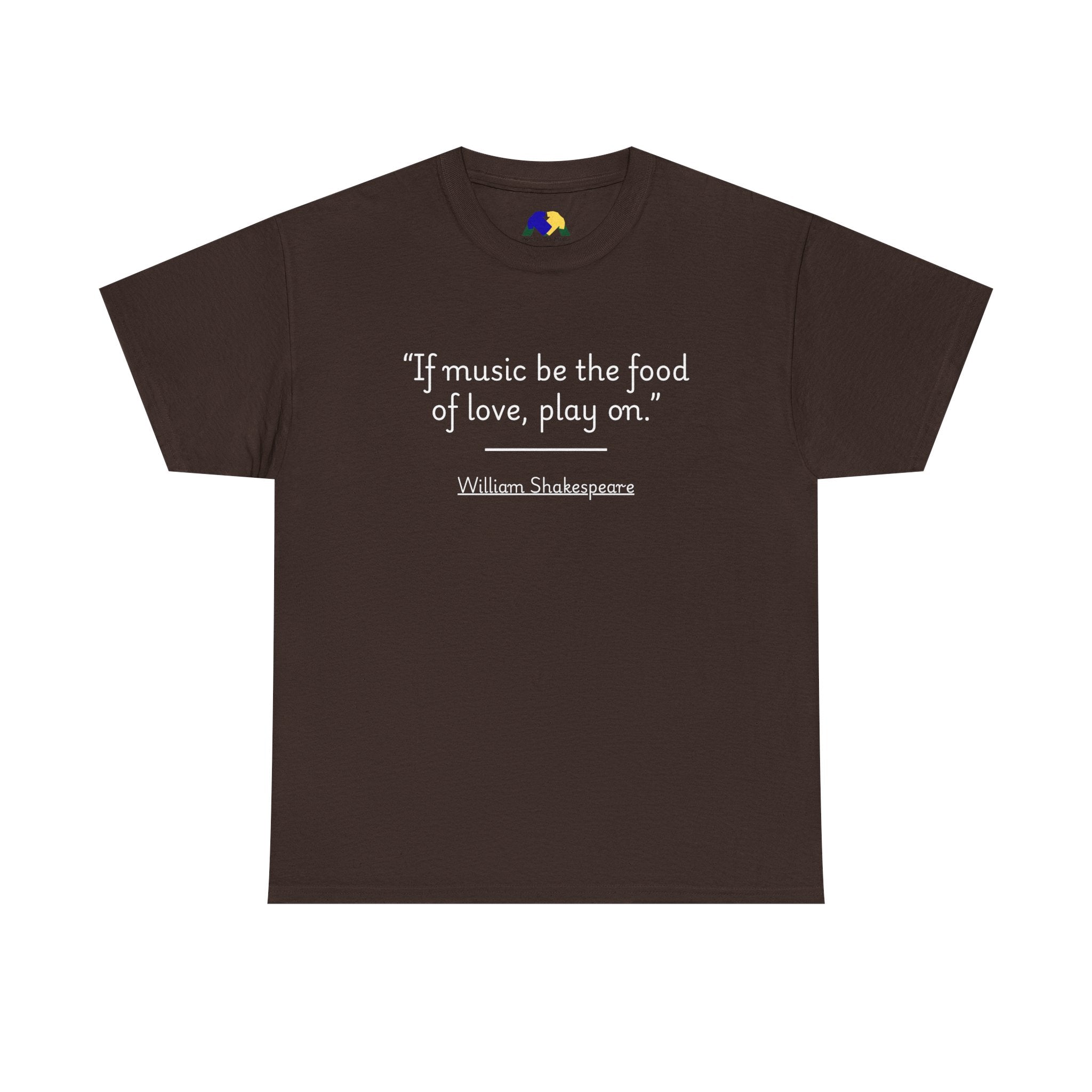 William Shakespeare "If music be the food of love, play on" Quote Unisex Tee - Shakespeare Quote Unisex Tee, Literary Gift, Music Lover Shirt, Casual Wear, Reading Gift, Theater Lover Apparel