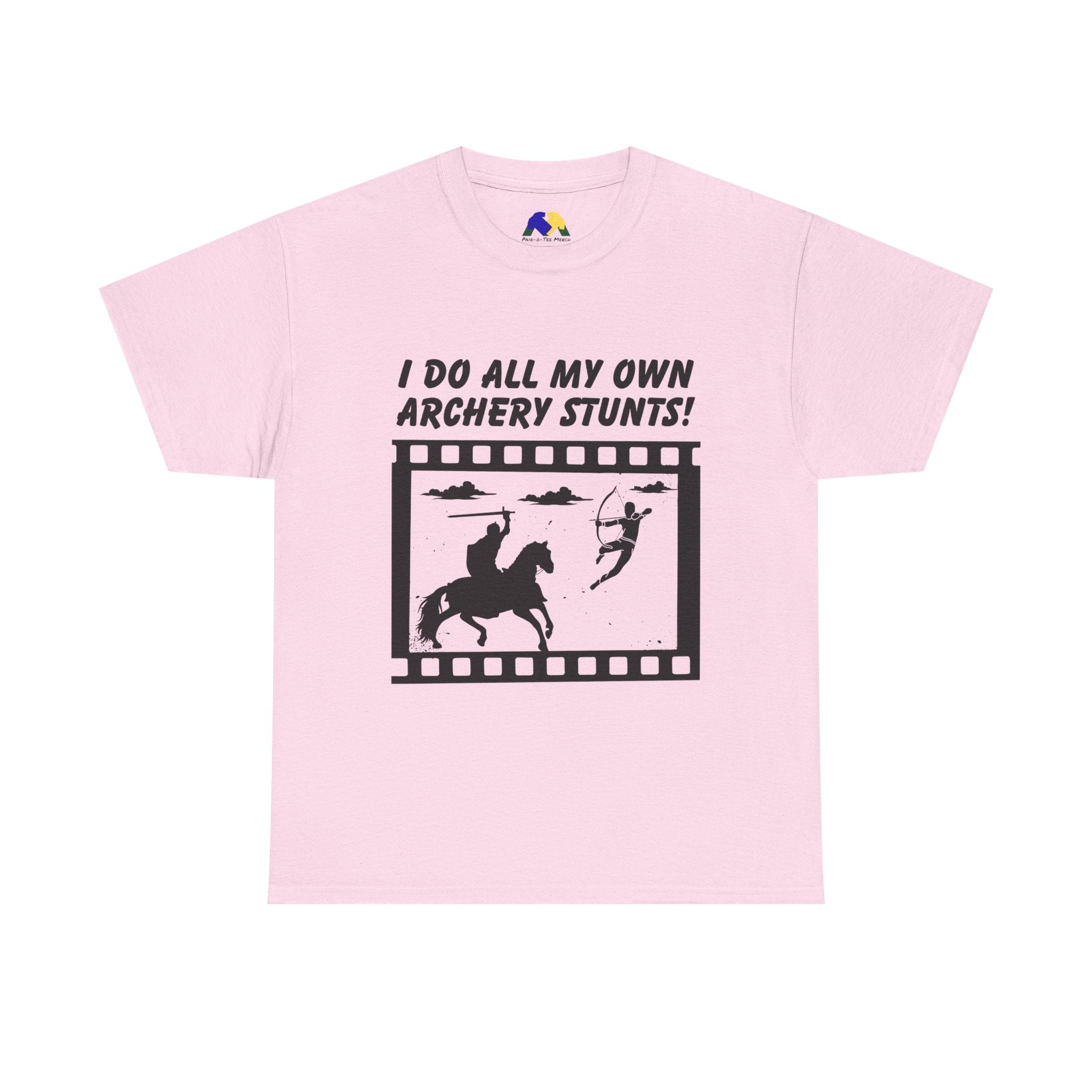 I do all my own Archery Stunts! Knight Unisex Tee - Funny Archery Stunts Tee, Unisex Heavy Cotton T-Shirt, Archery Gift, Outdoor Fun Shirt, Unique Sports Humor Tee