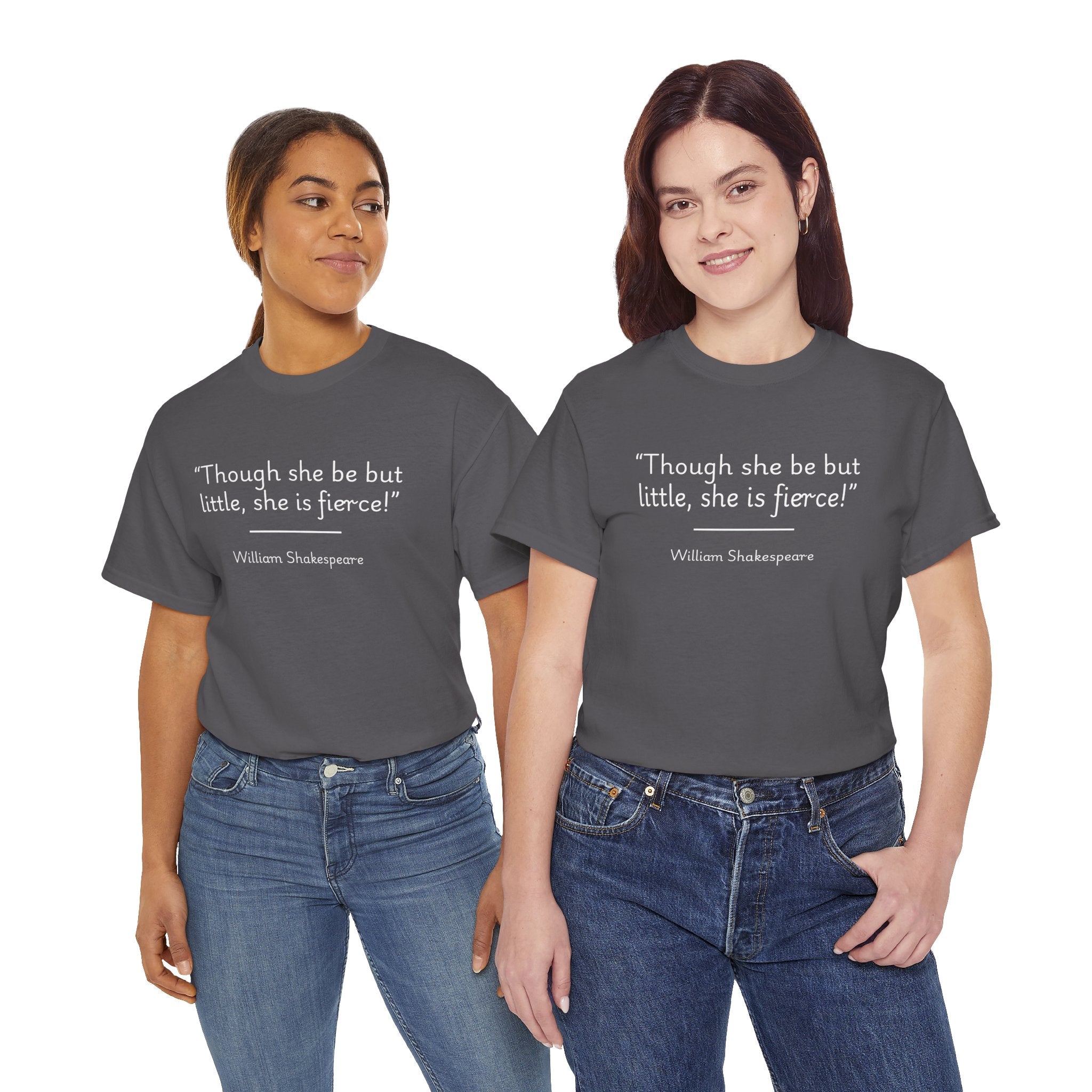 William Shakespeare "Though she be but little, she is fierce!" Quote Unisex Tee - Unisex Heavy Cotton Shirt, Shakespeare Quote Shirt, Inspirational T-Shirt, Gift for Book Lovers, Literary Apparel