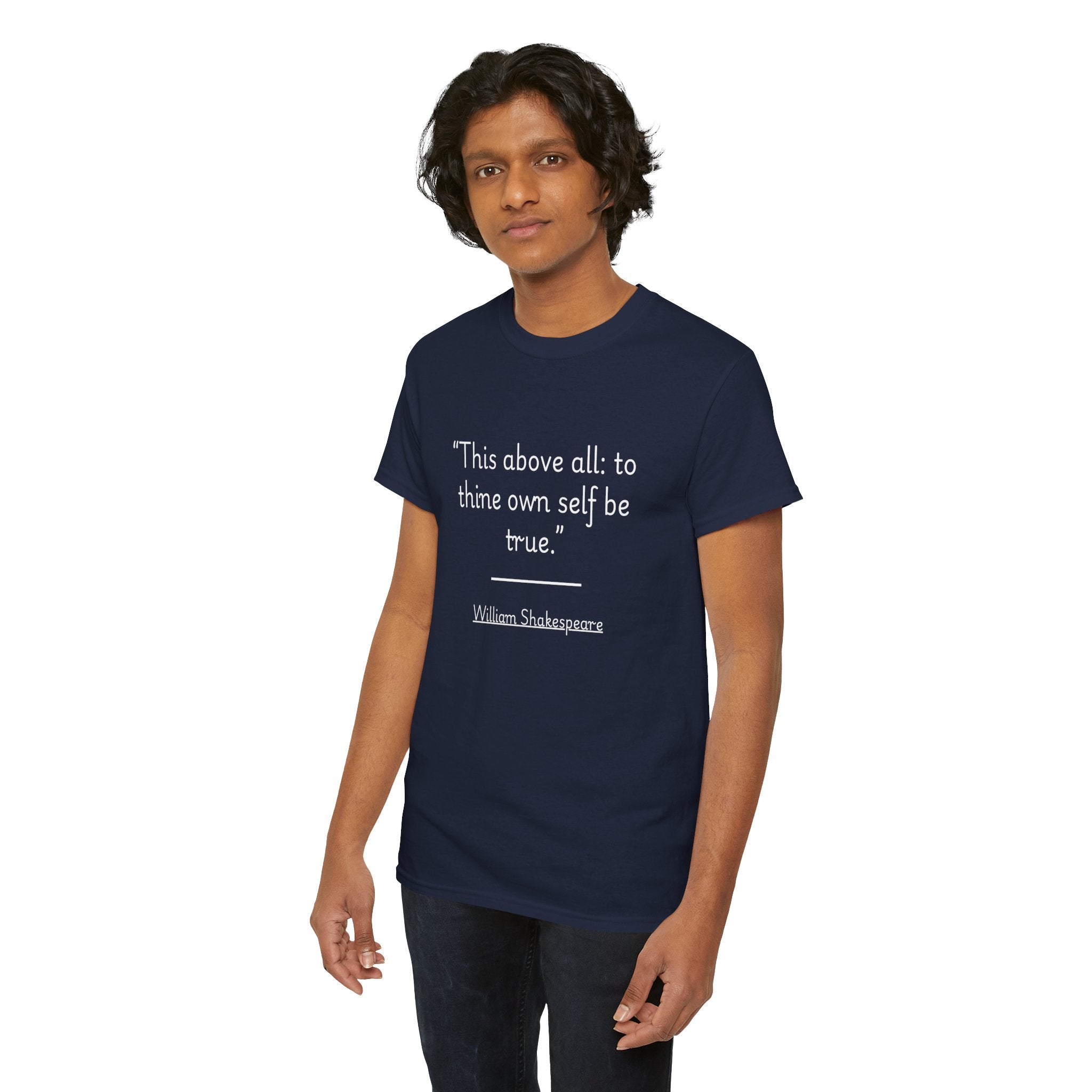 William Shakespeare "This above all: to thine own self be true" Quote Tee | Unisex Heavy Cotton T-Shirt, Literary Gift, Inspirational Apparel, Book Lover Gift, Casual Wear