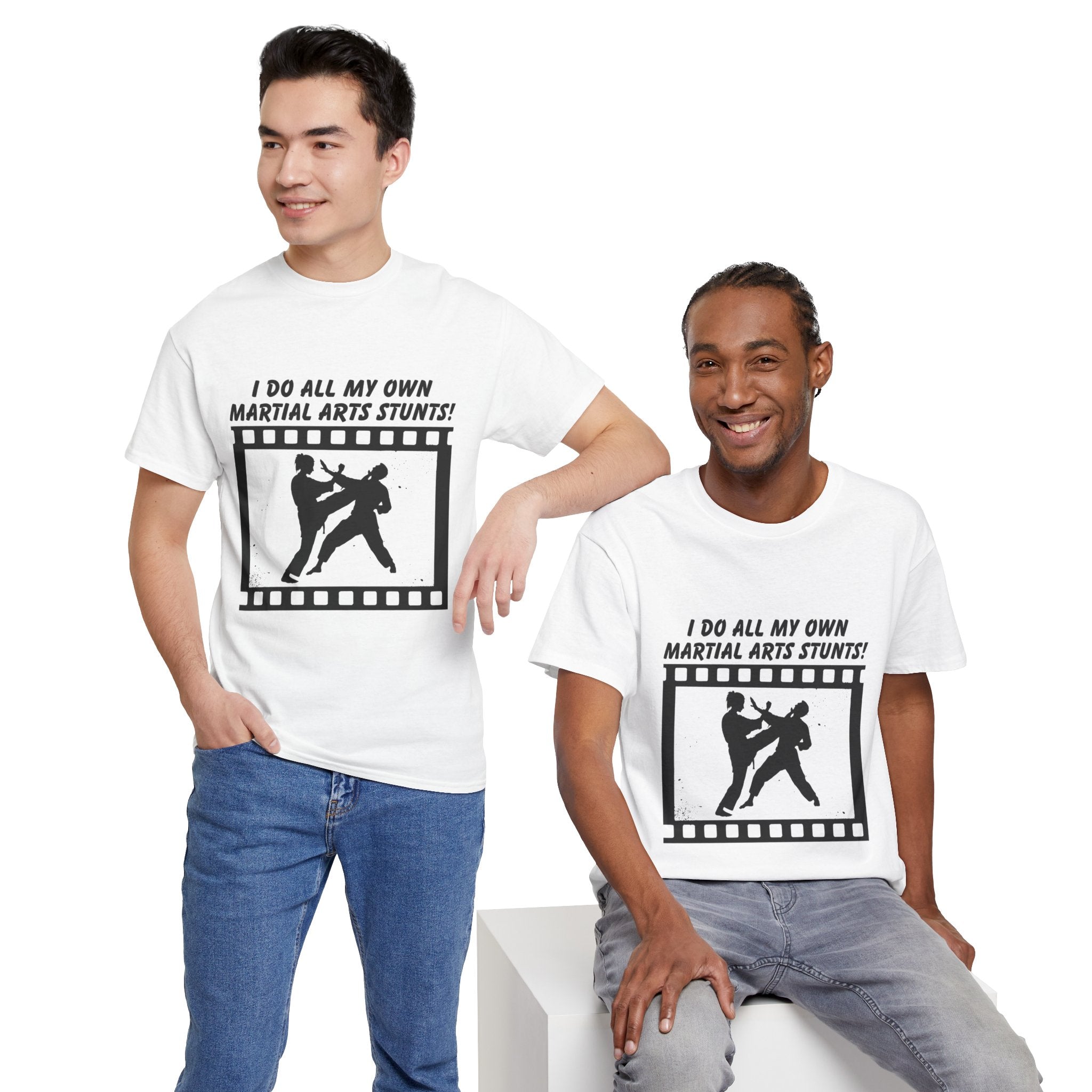 I do all my own Martial Arts Stunts! High Kick Unisex Tee - Unisex Martial Arts Stunt Tee | Perfect for Martial Arts Enthusiasts, Film Lovers, Fitness Gifts, Casual Wear, Birthday Presents