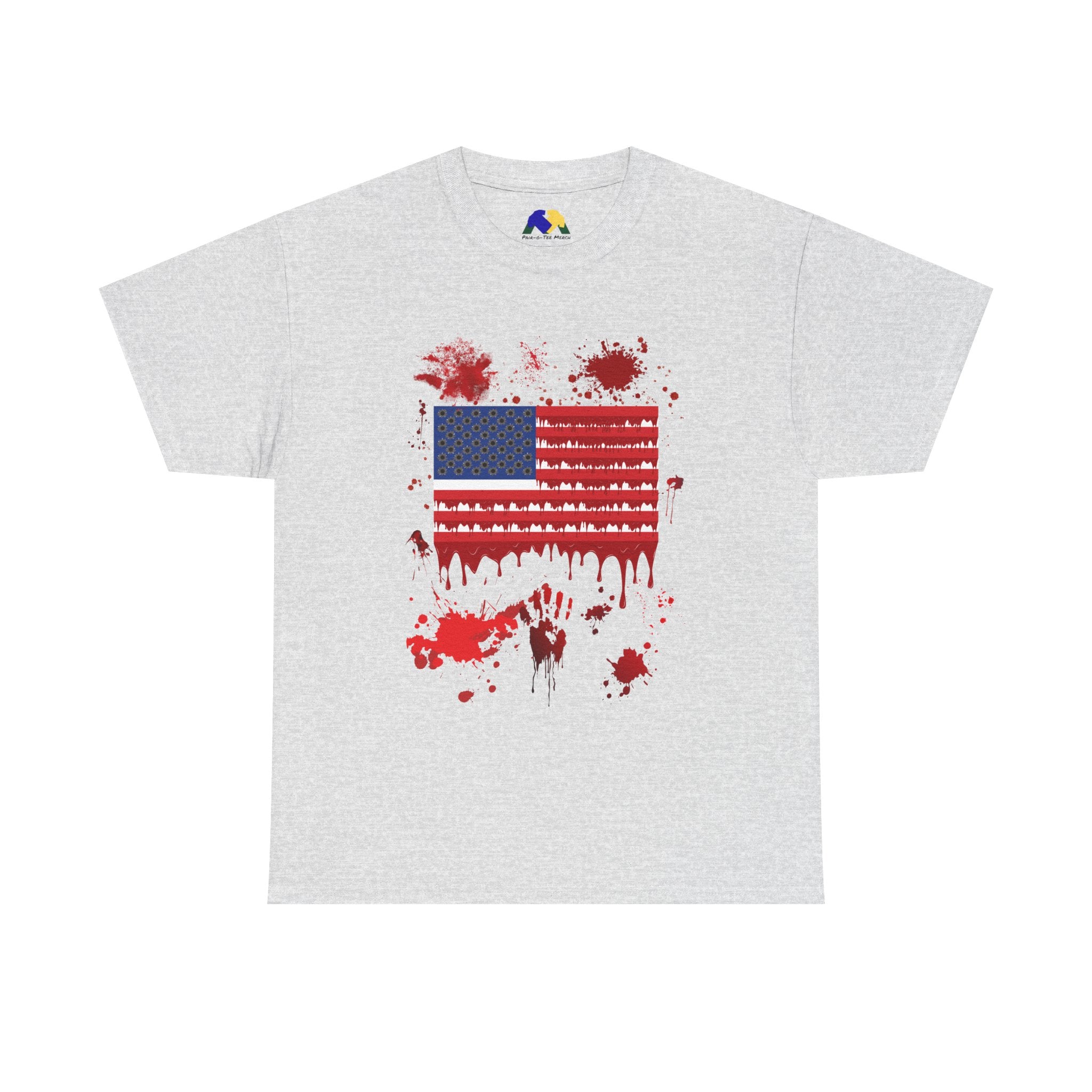 Blood-Soaked American Flag Gun Violence in America Unisex Tee - Graphic Tee Shirt