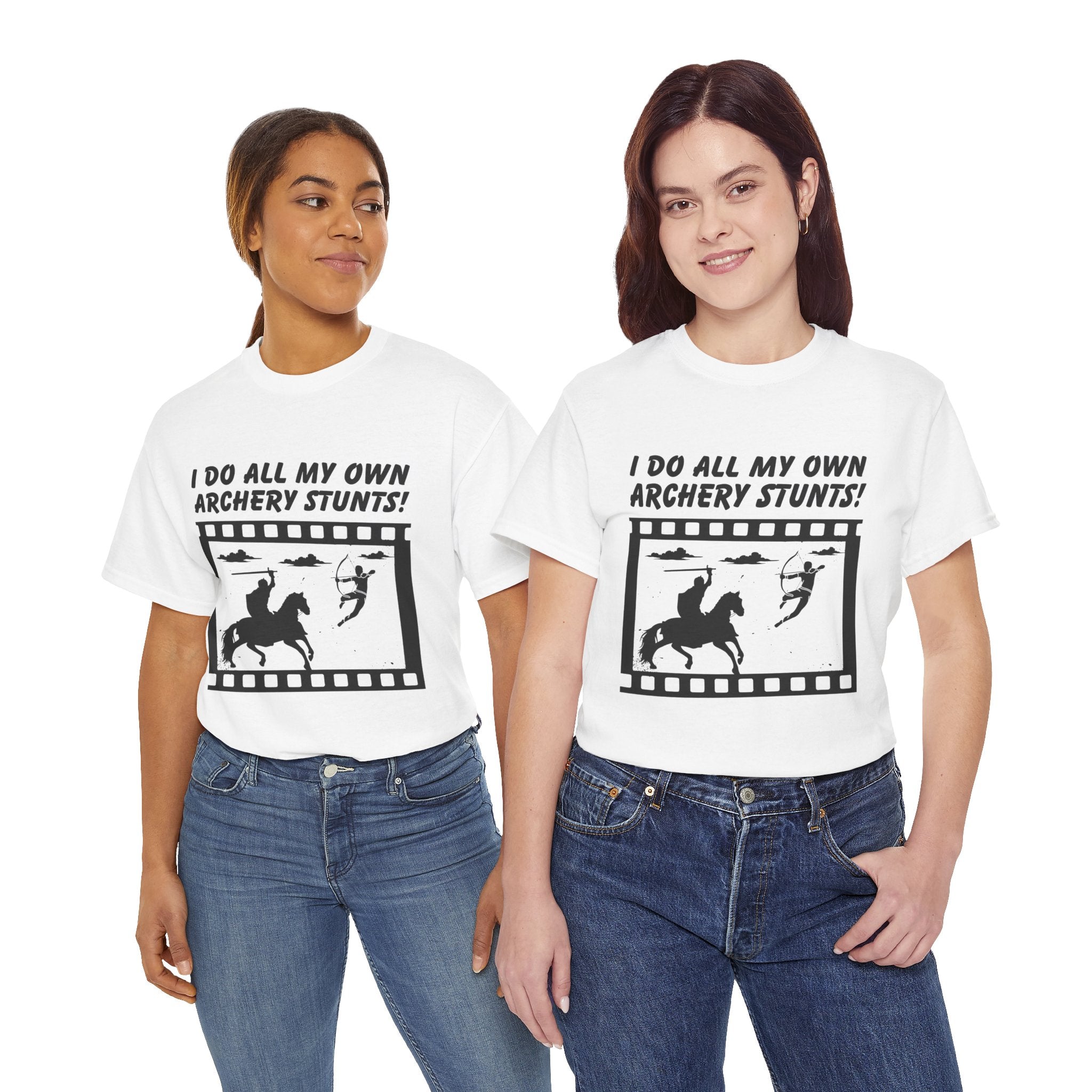 I do all my own Archery Stunts! Knight Unisex Tee - Funny Archery Stunts Tee, Unisex Heavy Cotton T-Shirt, Archery Gift, Outdoor Fun Shirt, Unique Sports Humor Tee