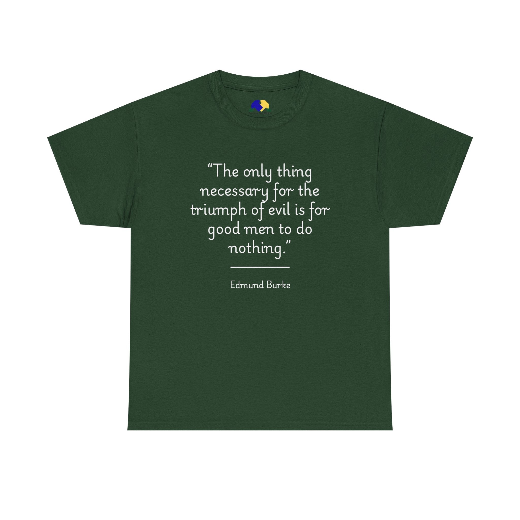 Edmund Burke "Triumph of evil" Quote Tee - Unisex Heavy Cotton T-Shirt, Inspirational Apparel, Motivational Gift, Quote Shirt, Philosophy Clothing