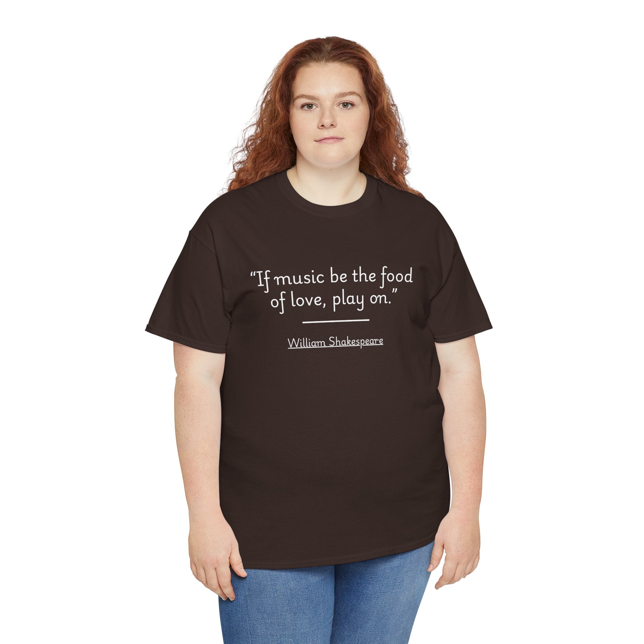 William Shakespeare "If music be the food of love, play on" Quote Unisex Tee - Shakespeare Quote Unisex Tee, Literary Gift, Music Lover Shirt, Casual Wear, Reading Gift, Theater Lover Apparel