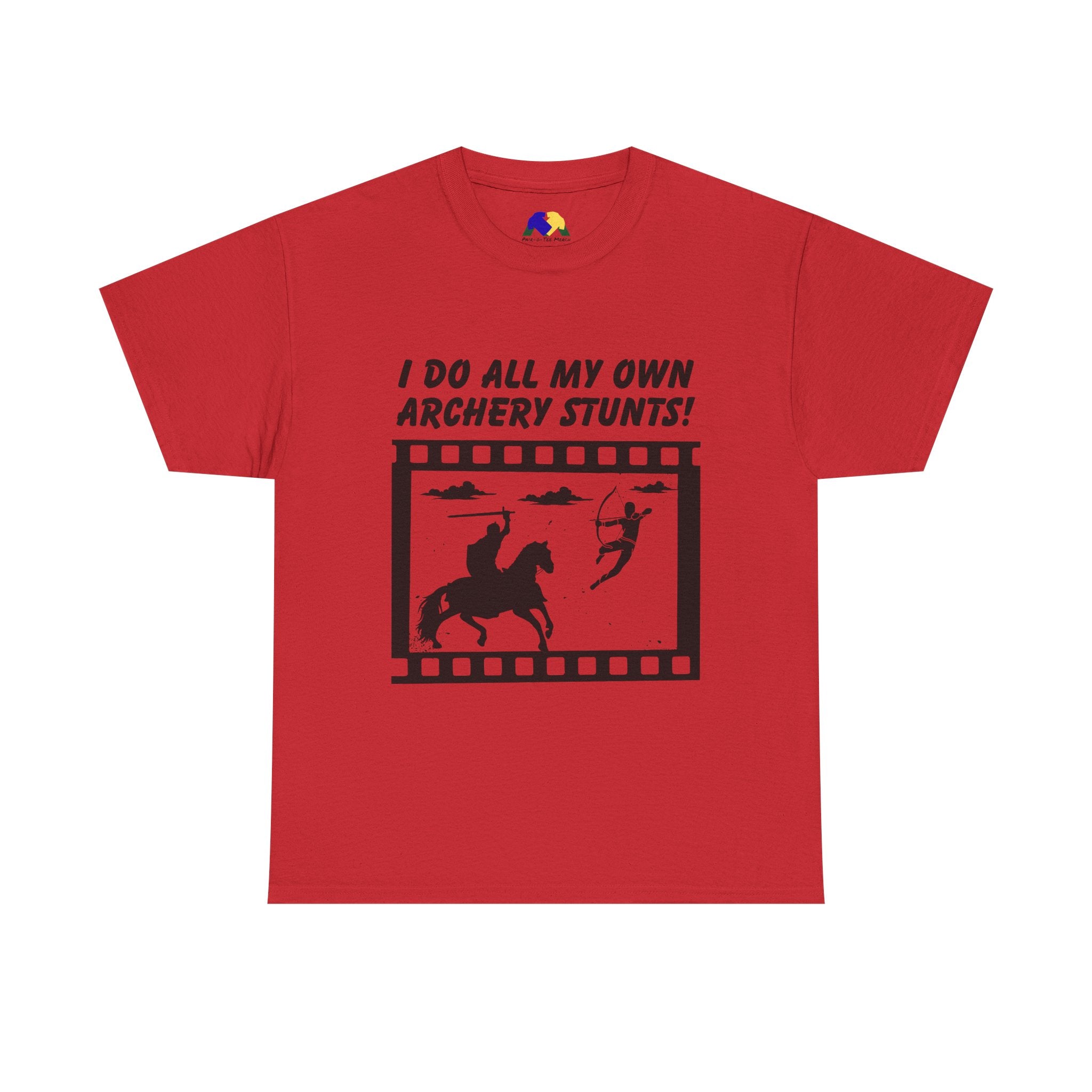 I do all my own Archery Stunts! Knight Unisex Tee - Funny Archery Stunts Tee, Unisex Heavy Cotton T-Shirt, Archery Gift, Outdoor Fun Shirt, Unique Sports Humor Tee