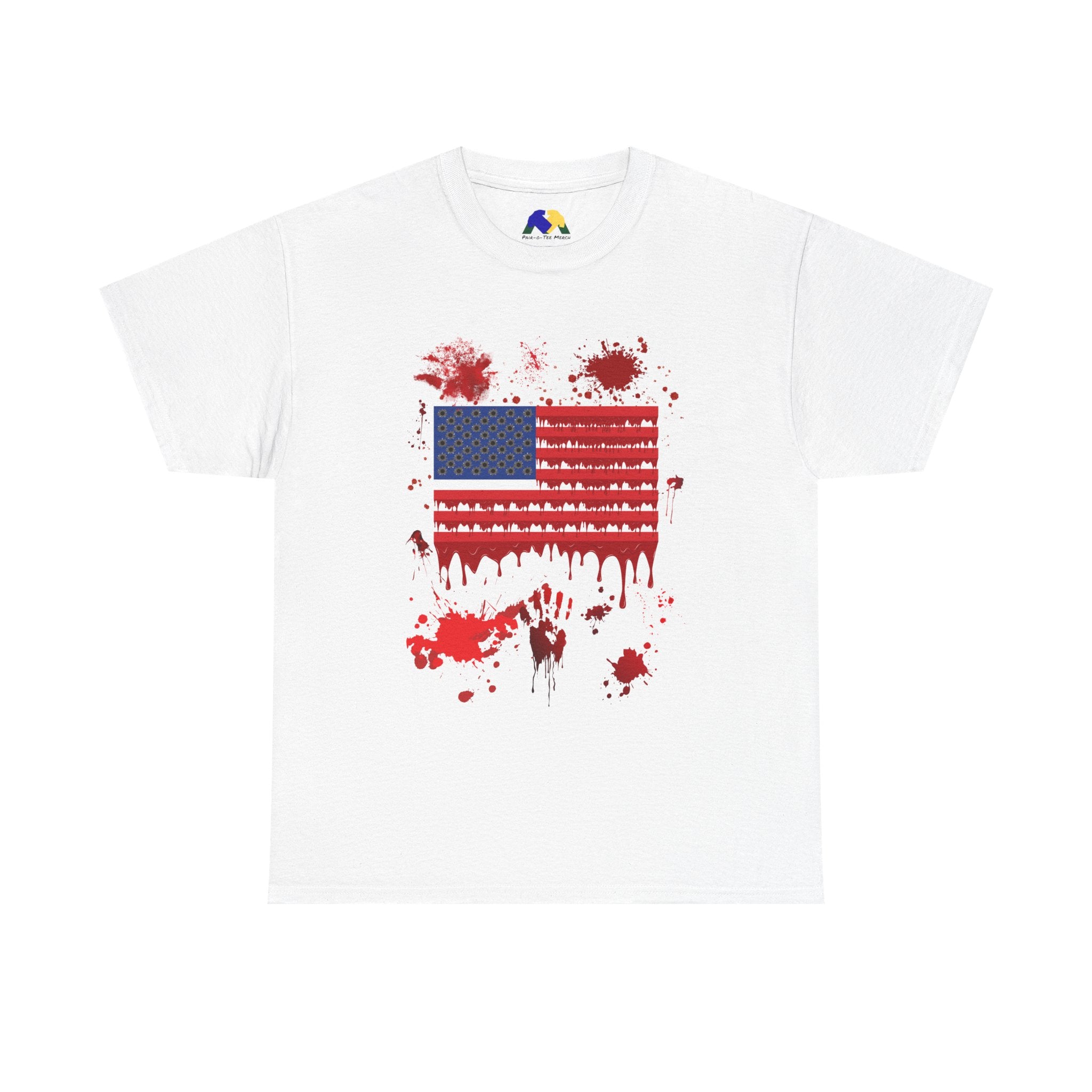 Blood-Soaked American Flag Gun Violence in America Unisex Tee - Graphic Tee Shirt
