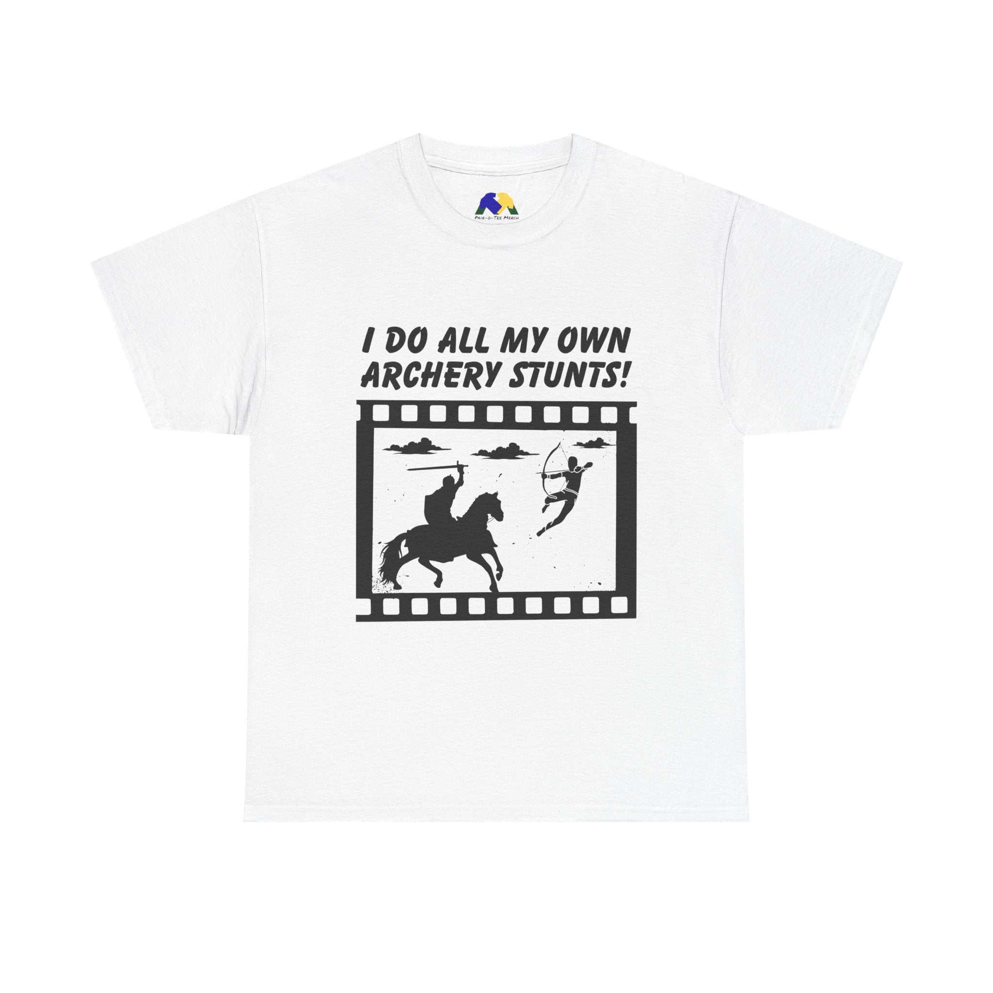 I do all my own Archery Stunts! Knight Unisex Tee - Funny Archery Stunts Tee, Unisex Heavy Cotton T-Shirt, Archery Gift, Outdoor Fun Shirt, Unique Sports Humor Tee