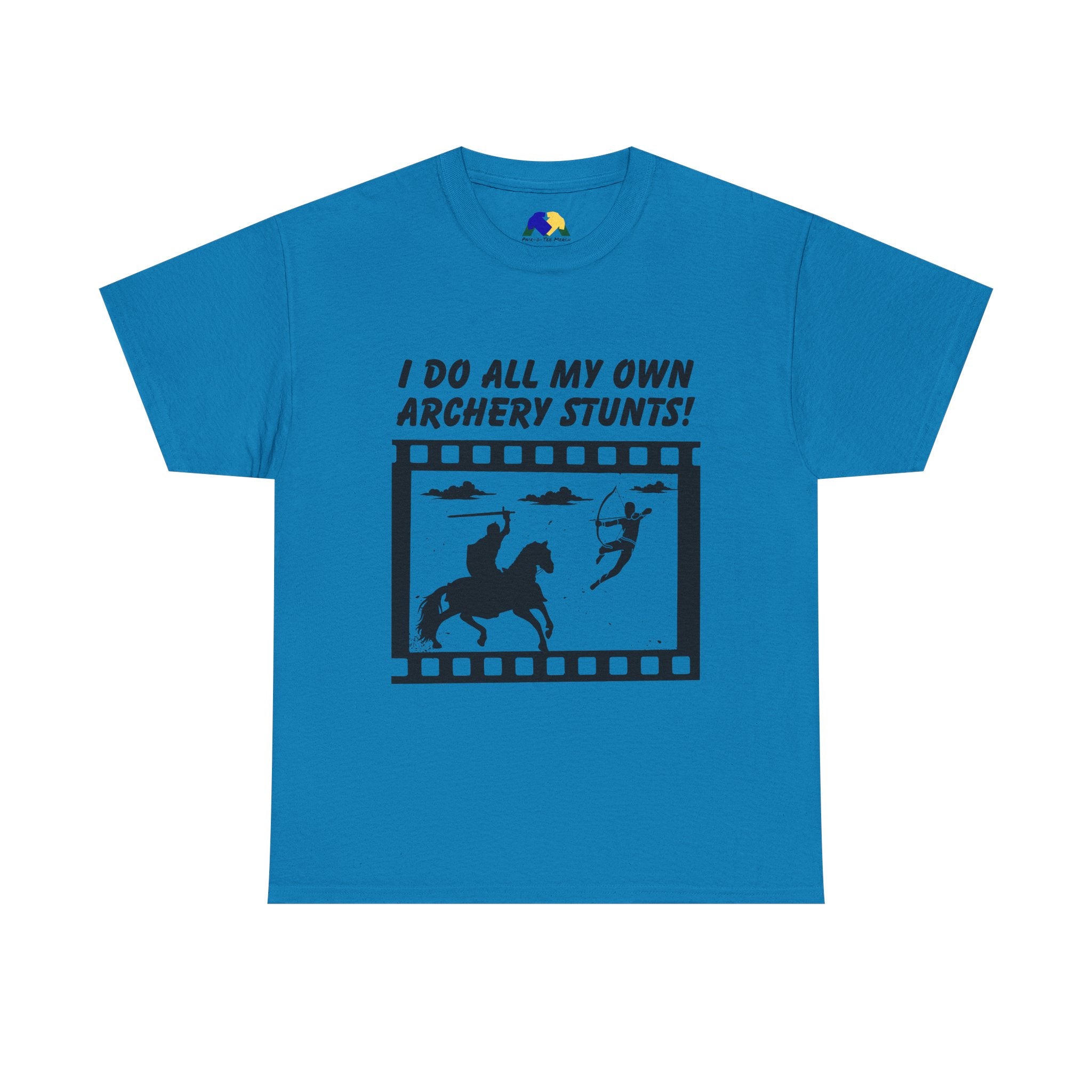 I do all my own Archery Stunts! Knight Unisex Tee - Funny Archery Stunts Tee, Unisex Heavy Cotton T-Shirt, Archery Gift, Outdoor Fun Shirt, Unique Sports Humor Tee
