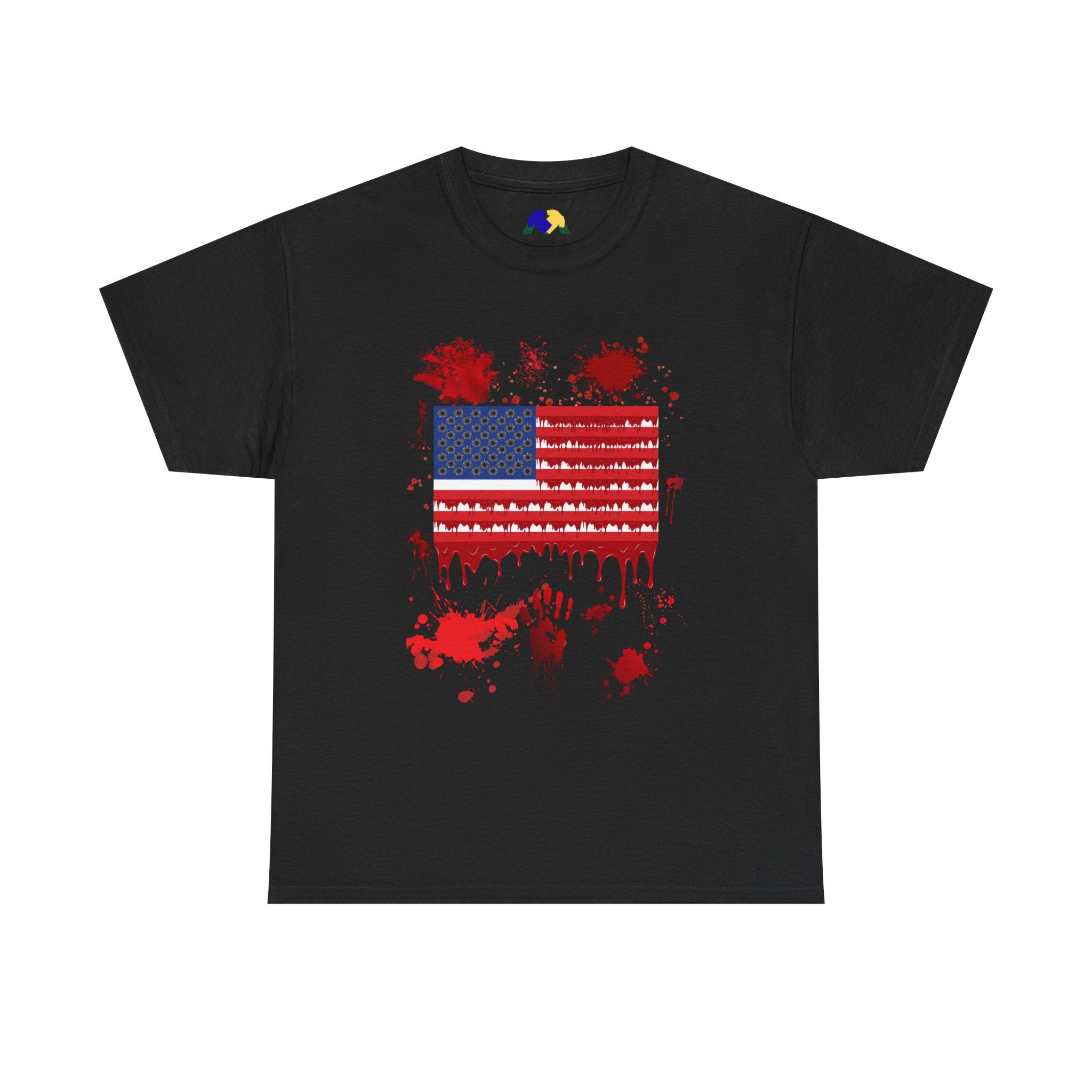 Blood-Soaked American Flag Gun Violence in America Unisex Tee - Graphic Tee Shirt