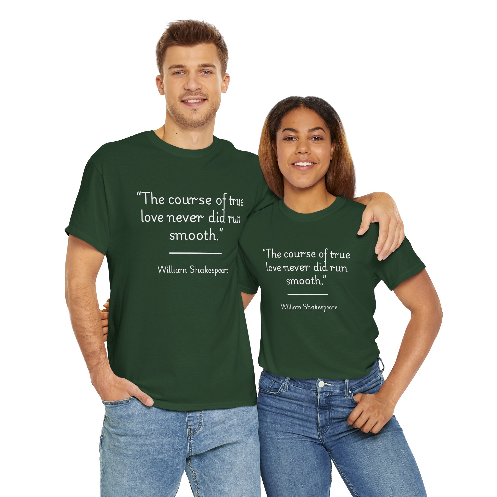 William Shakespeare "The course of true love never did run smooth" Quote Unisex Tee - Gift for Book Lovers, Literary T-Shirt, Anniversary Present, Casual Wear, Valentine's Day Shirt