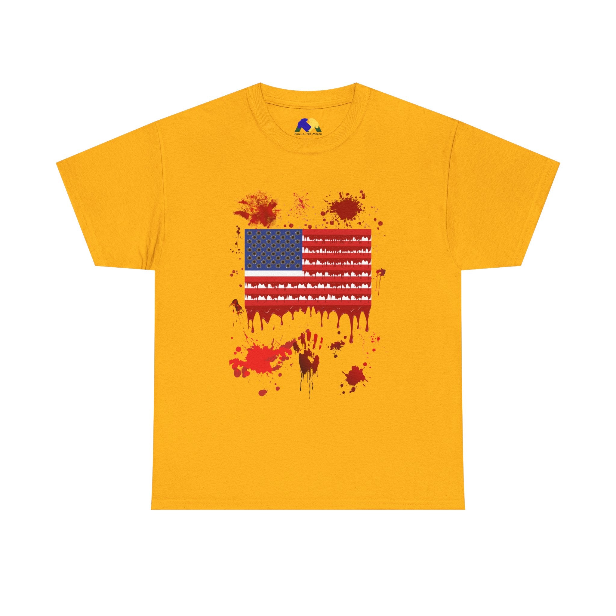 Blood-Soaked American Flag Gun Violence in America Unisex Tee - Graphic Tee Shirt