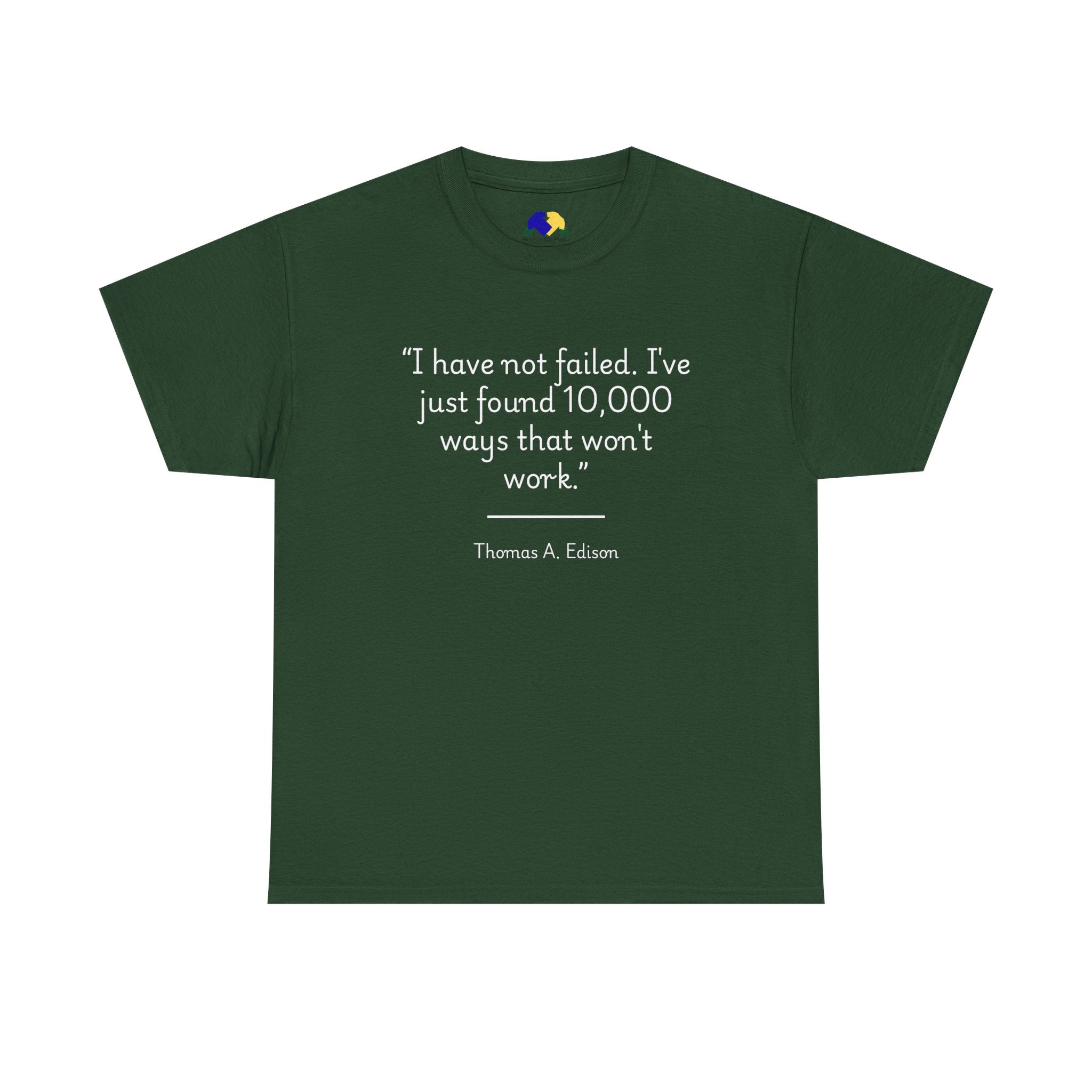 Thomas Edison "I did not fail" Quote Unisex Heavy Cotton Tee, Motivational T-Shirt, Inspirational Gift, Casual Wear, Unique Statement Tee