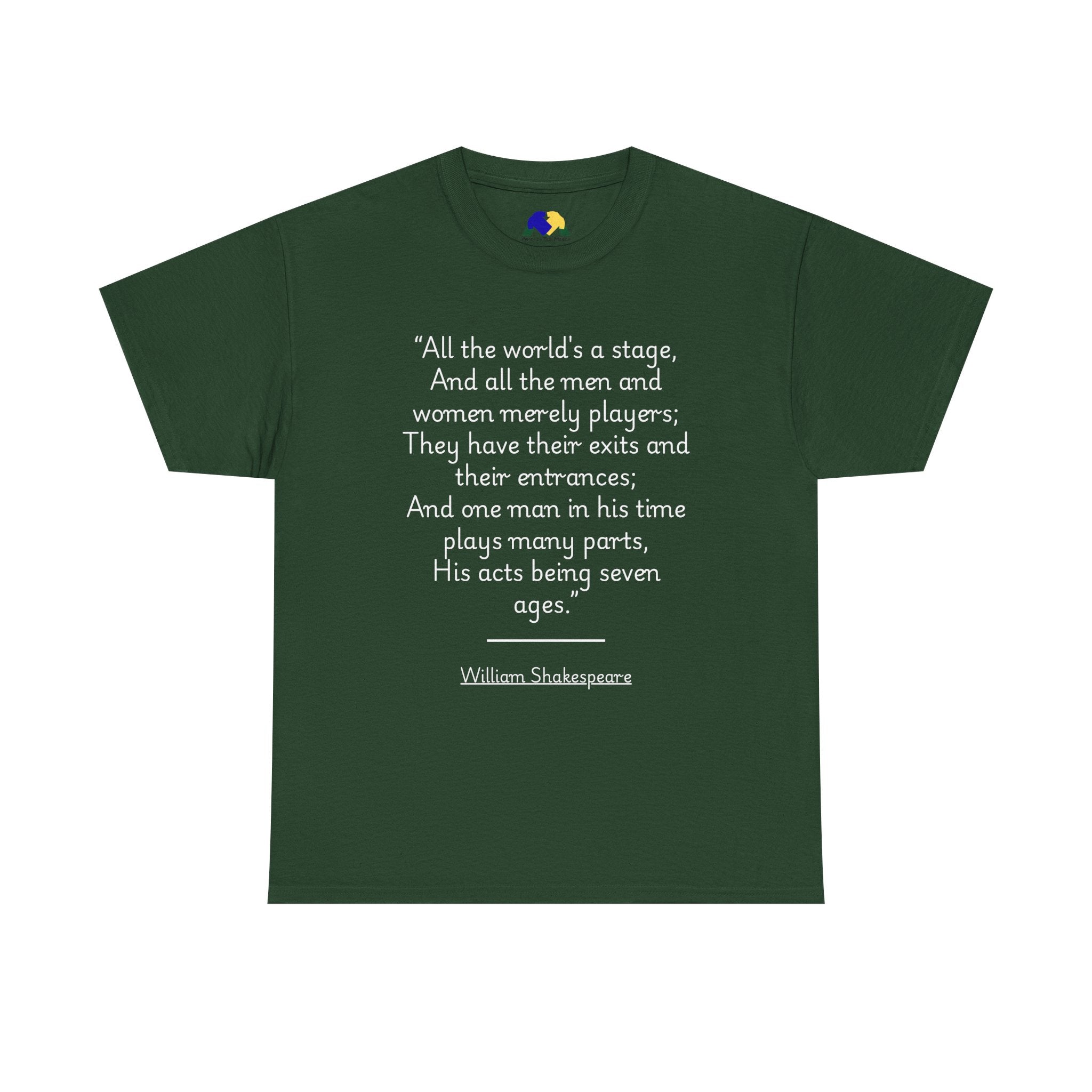 William Shakespeare "All the world's a stage" Quote Unisex Cotton Tee, Unisex Classic T-Shirt, Literary Gift, Casual Wear, Book Lover Apparel, Birthday or Holiday Gift