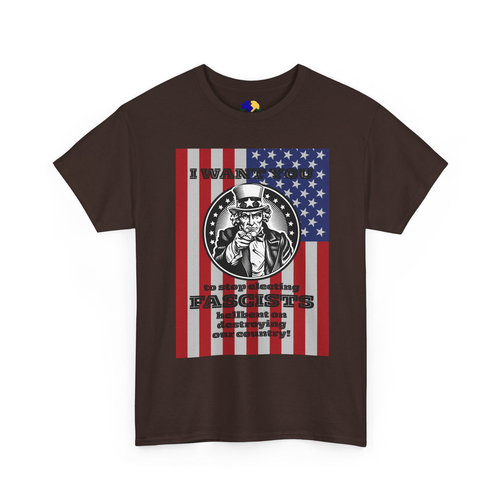 Uncle Sam I Want You to Stop Electing Fascists Unisex Tee - Protest Tee, Political Statement Shirt, Unisex Cotton Tee, Activism Apparel, Gift for Change-Makers