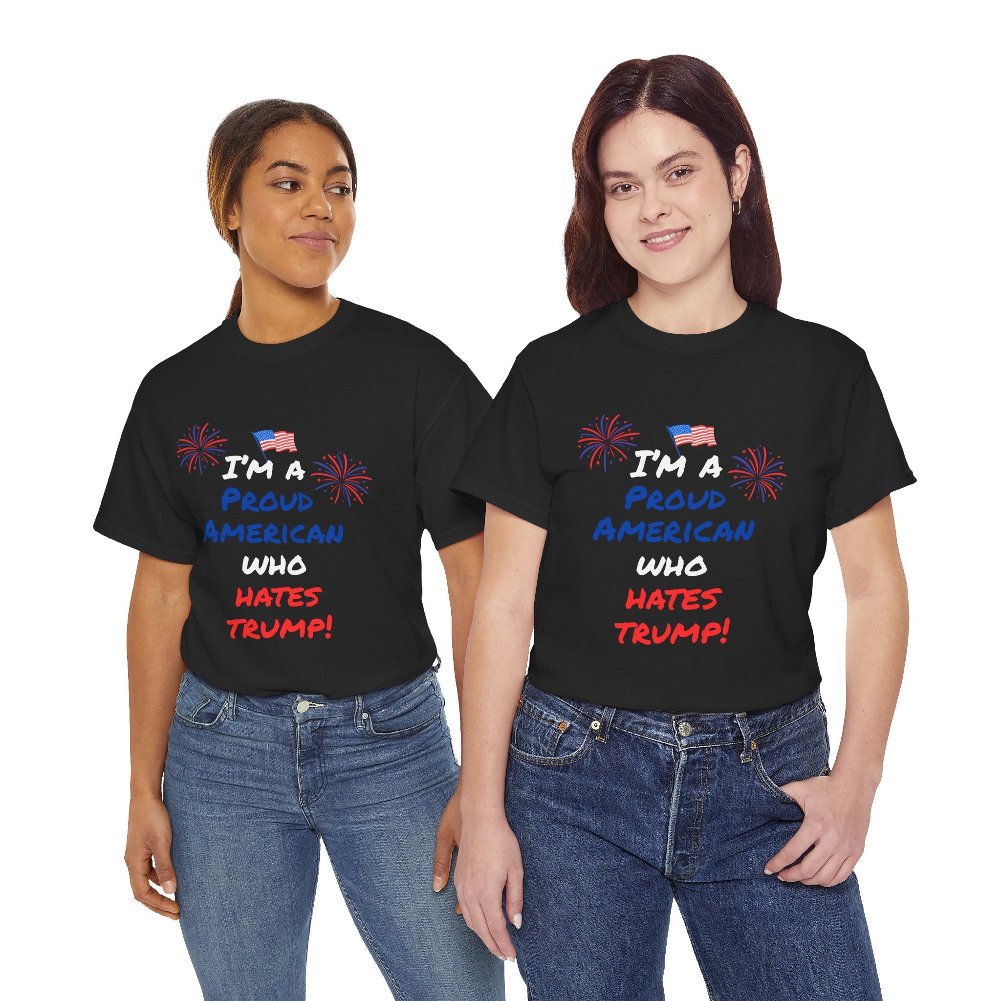 Proud American Anti-Trump Unisex Tee | Unisex Heavy Cotton Tee, Statement Shirt, Political Shirt, Gift for Activists, 4th of July Fashion