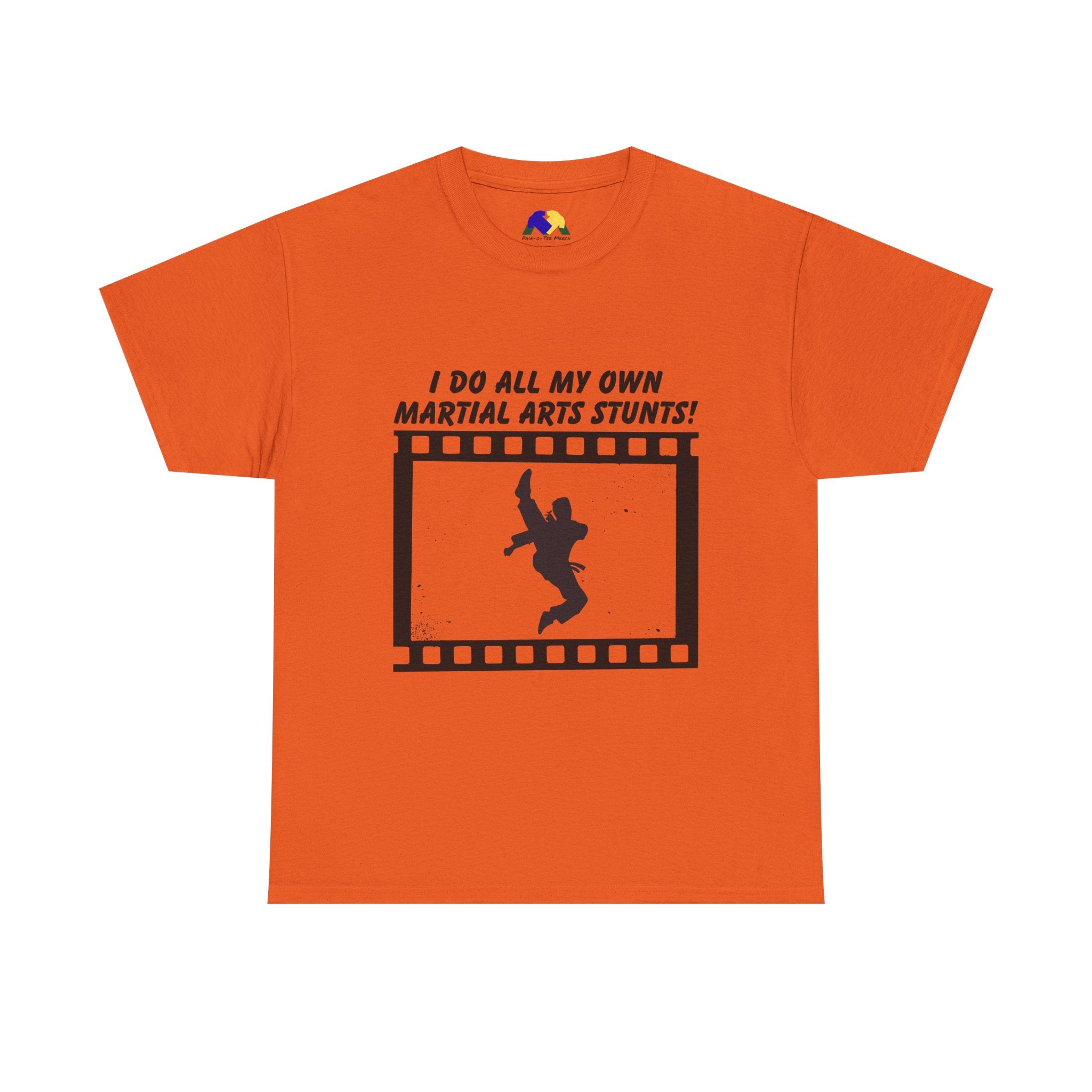 I do all my own Martial Arts Stunts! Jump Kick Unisex Tee - Unisex Cotton Shirt for Martial Artists, Training Gear, Gym Wear, Gift for Action Movie Fans, Fun Workout Apparel