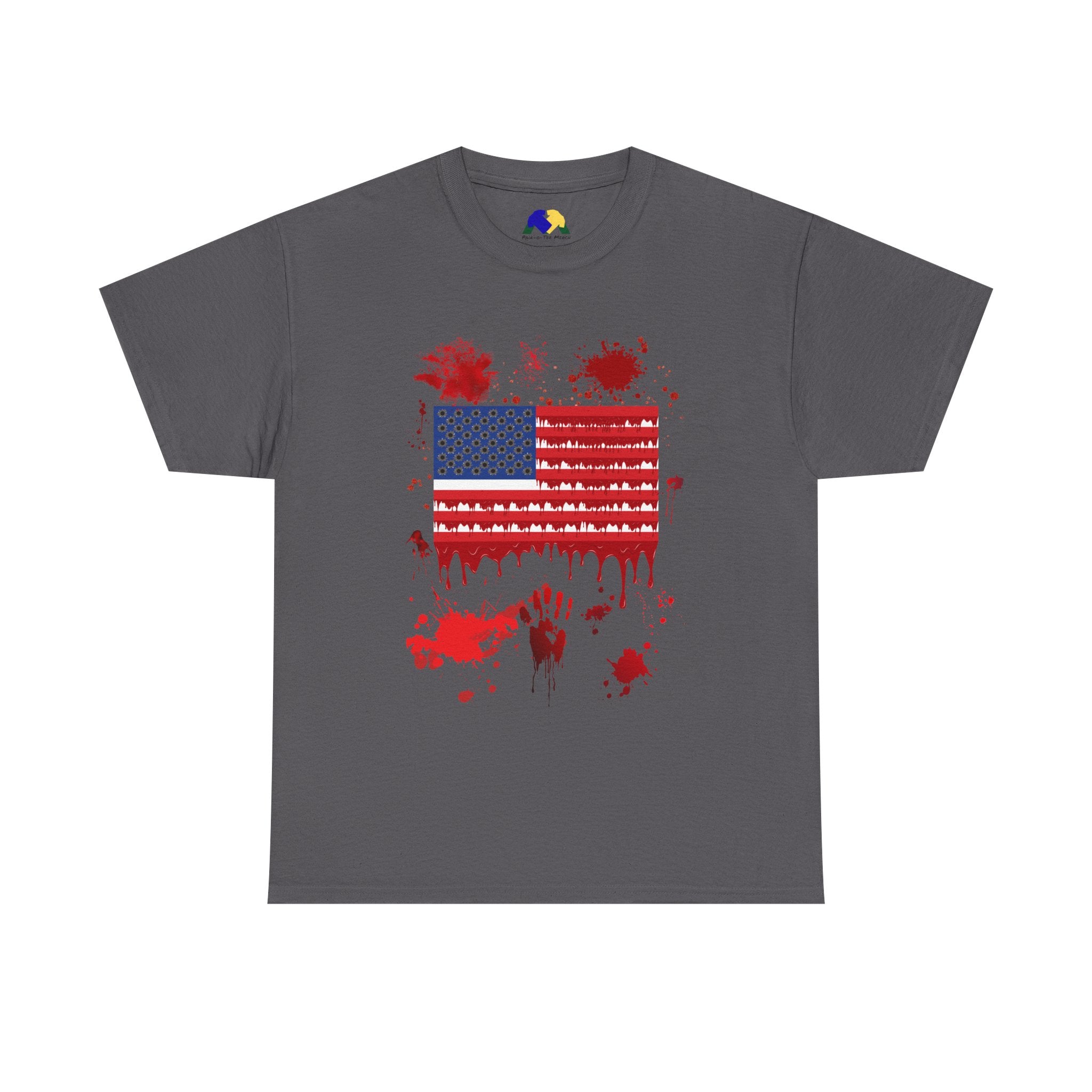Blood-Soaked American Flag Gun Violence in America Unisex Tee - Graphic Tee Shirt