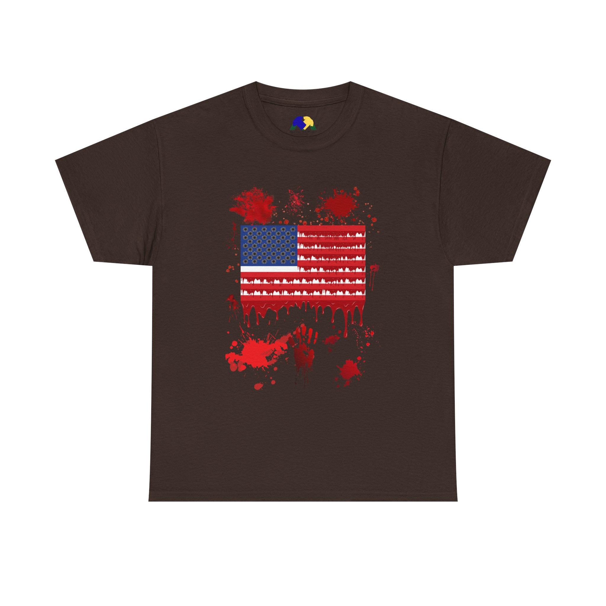 Blood-Soaked American Flag Gun Violence in America Unisex Tee - Graphic Tee Shirt