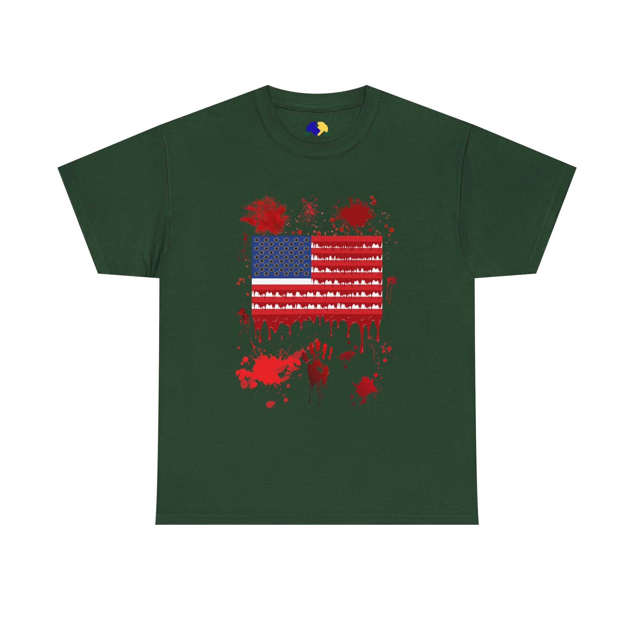 Blood-Soaked American Flag Gun Violence in America Unisex Tee - Graphic Tee Shirt