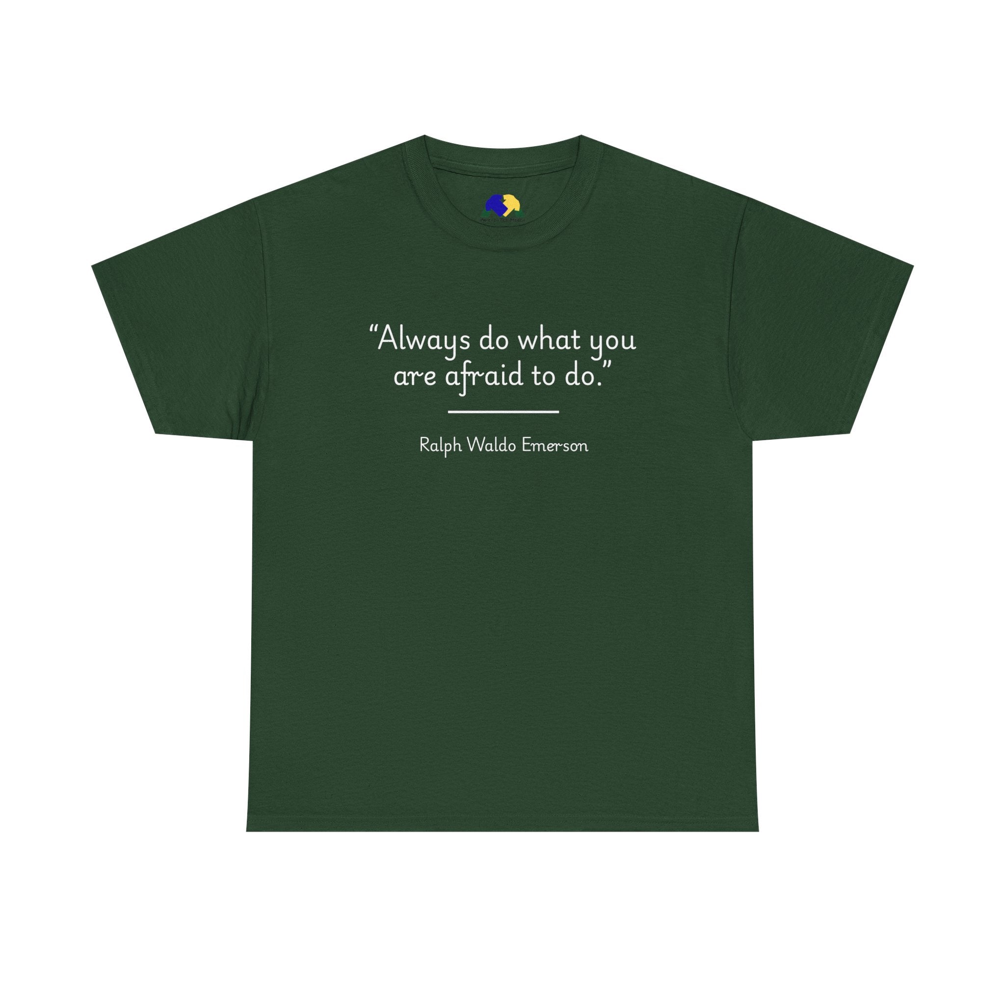 Ralph Waldo Emerson "Always do what you are afraid to do" Inspiring Quote Tee: Unisex Heavy Cotton T-Shirt, Motivational Apparel, Daily Wear, Gift for Him/Her, Encouragement Top