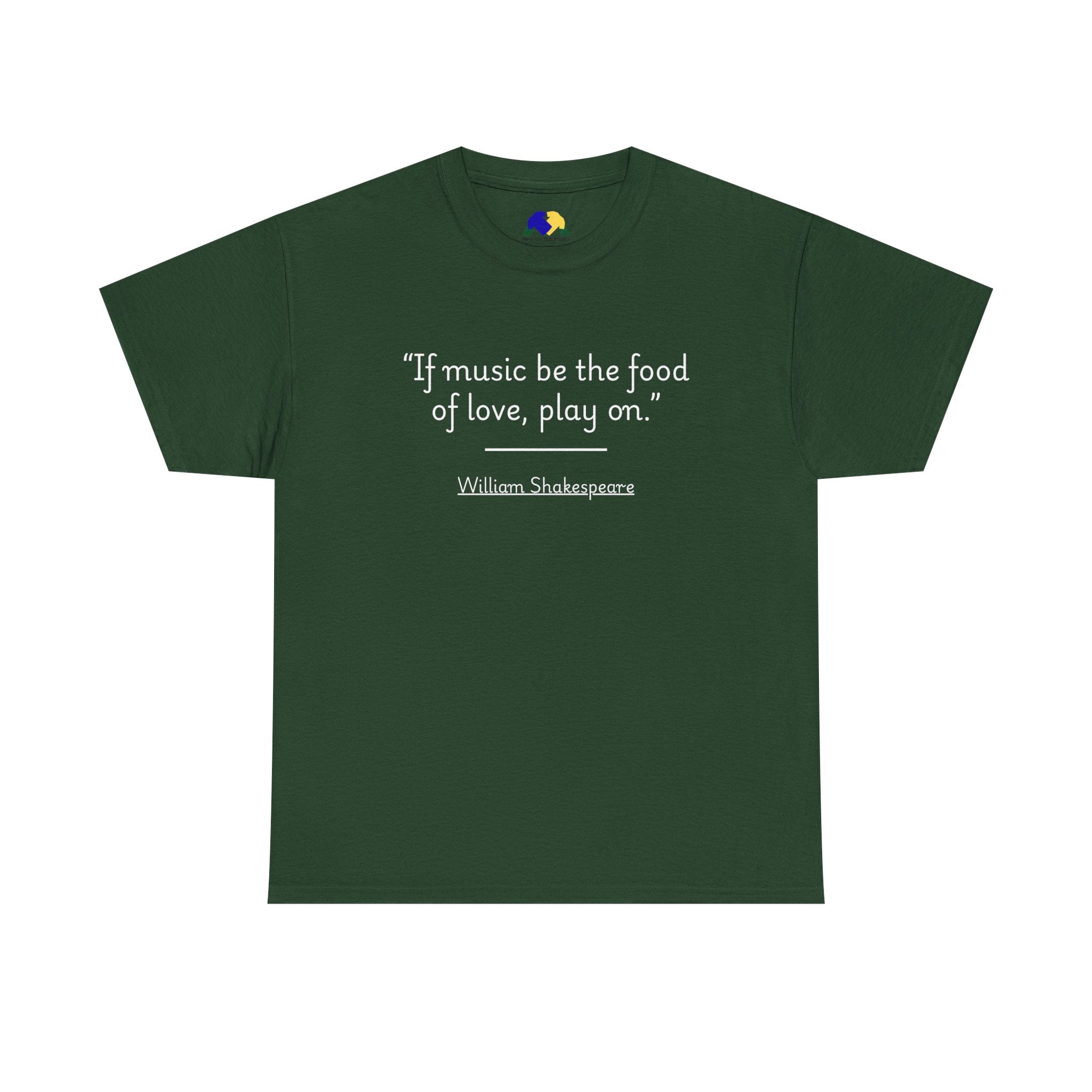 William Shakespeare "If music be the food of love, play on" Quote Unisex Tee - Shakespeare Quote Unisex Tee, Literary Gift, Music Lover Shirt, Casual Wear, Reading Gift, Theater Lover Apparel