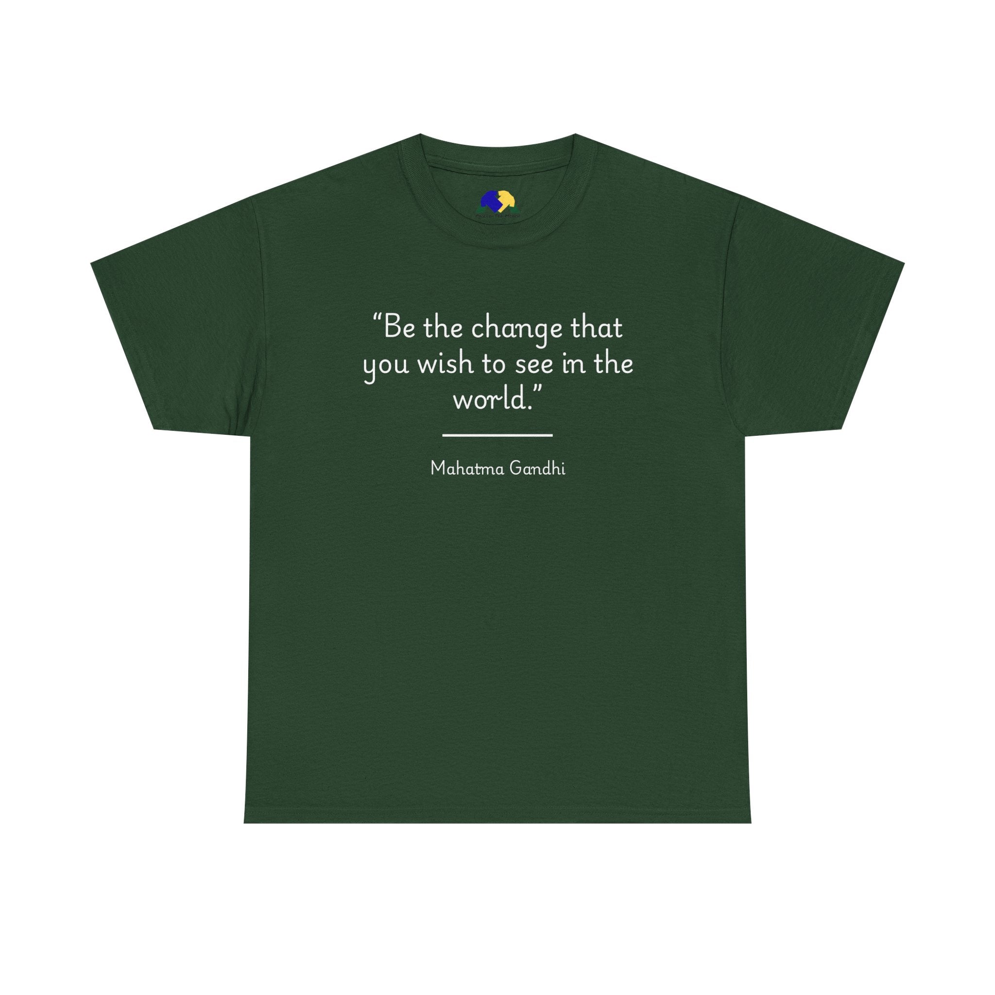 Mahatma Gandhi "Be the change you wish to see in the world" Inspirational Quote Tee - Unisex Heavy Cotton T-Shirt, Motivational Apparel, Gandhi Quote Shirt, Gift for Activists, Casual Wear