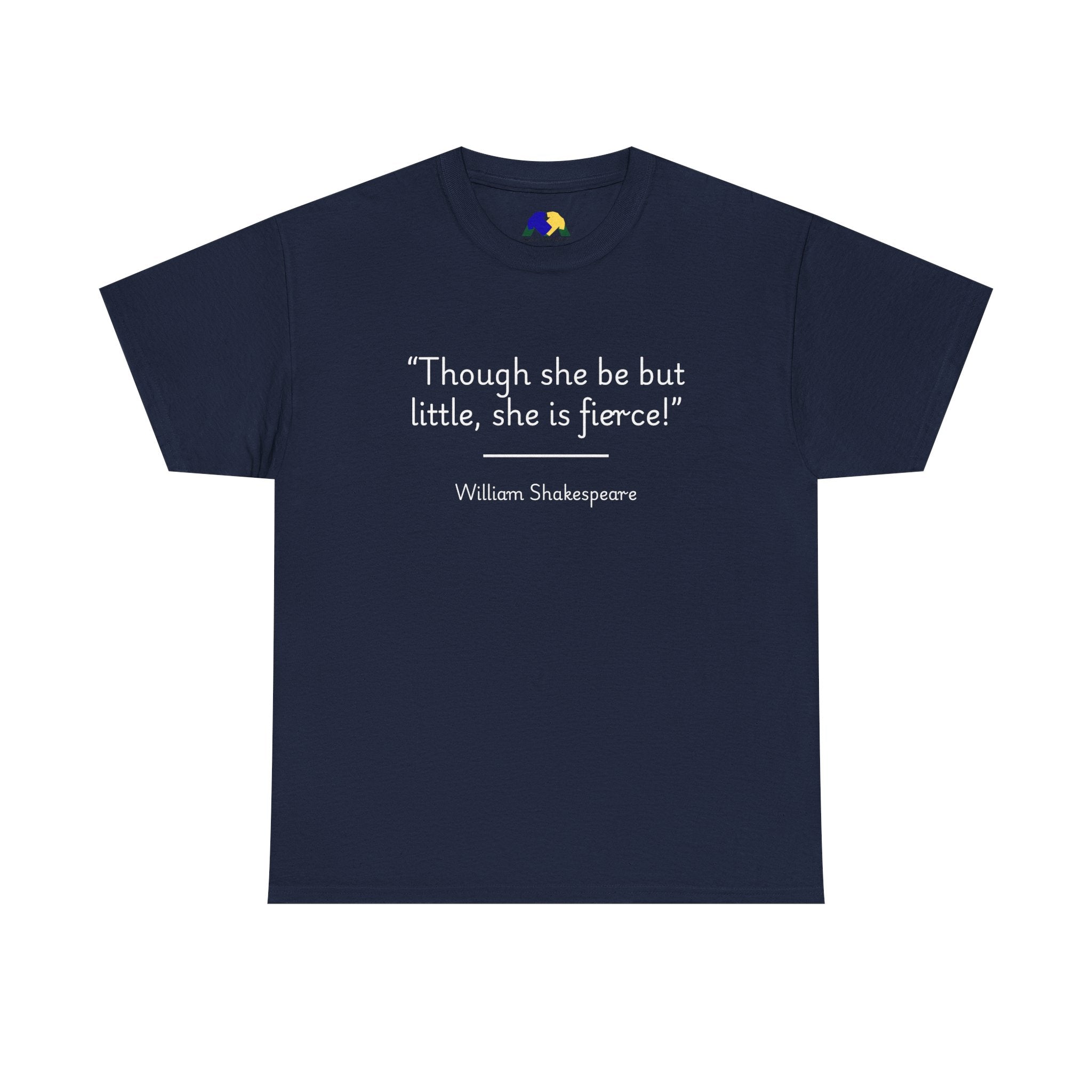 William Shakespeare "Though she be but little, she is fierce!" Quote Unisex Tee - Unisex Heavy Cotton Shirt, Shakespeare Quote Shirt, Inspirational T-Shirt, Gift for Book Lovers, Literary Apparel