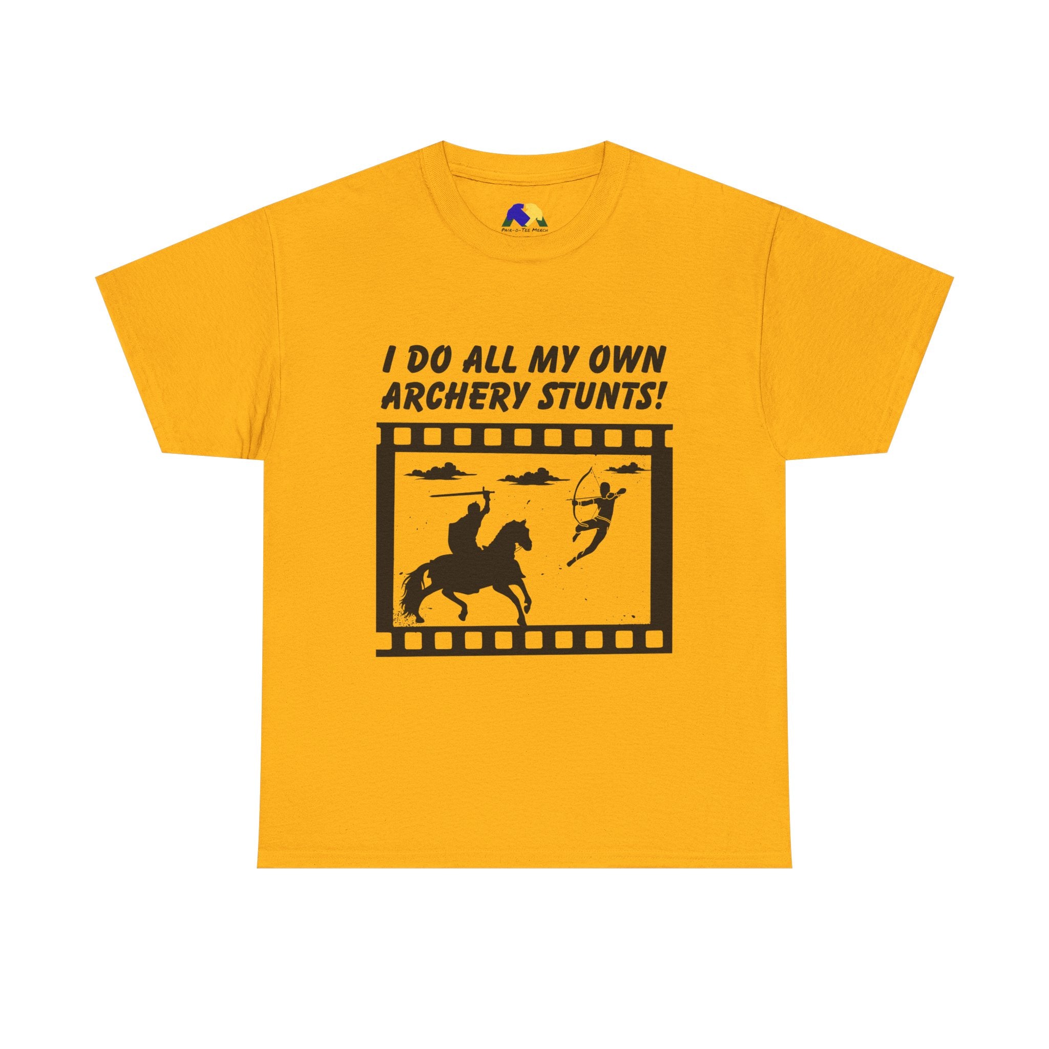 I do all my own Archery Stunts! Knight Unisex Tee - Funny Archery Stunts Tee, Unisex Heavy Cotton T-Shirt, Archery Gift, Outdoor Fun Shirt, Unique Sports Humor Tee