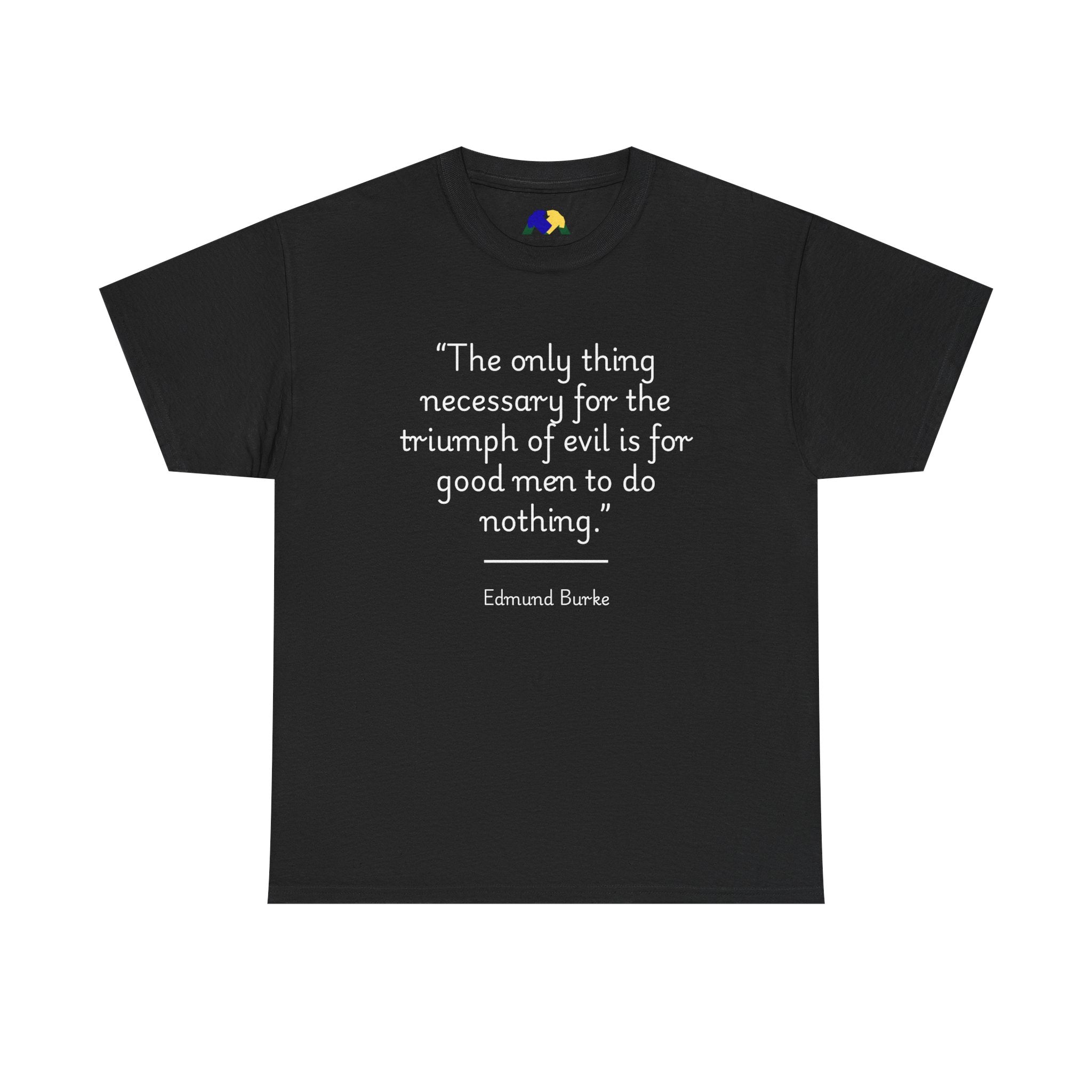 Edmund Burke "Triumph of evil" Quote Tee - Unisex Heavy Cotton T-Shirt, Inspirational Apparel, Motivational Gift, Quote Shirt, Philosophy Clothing