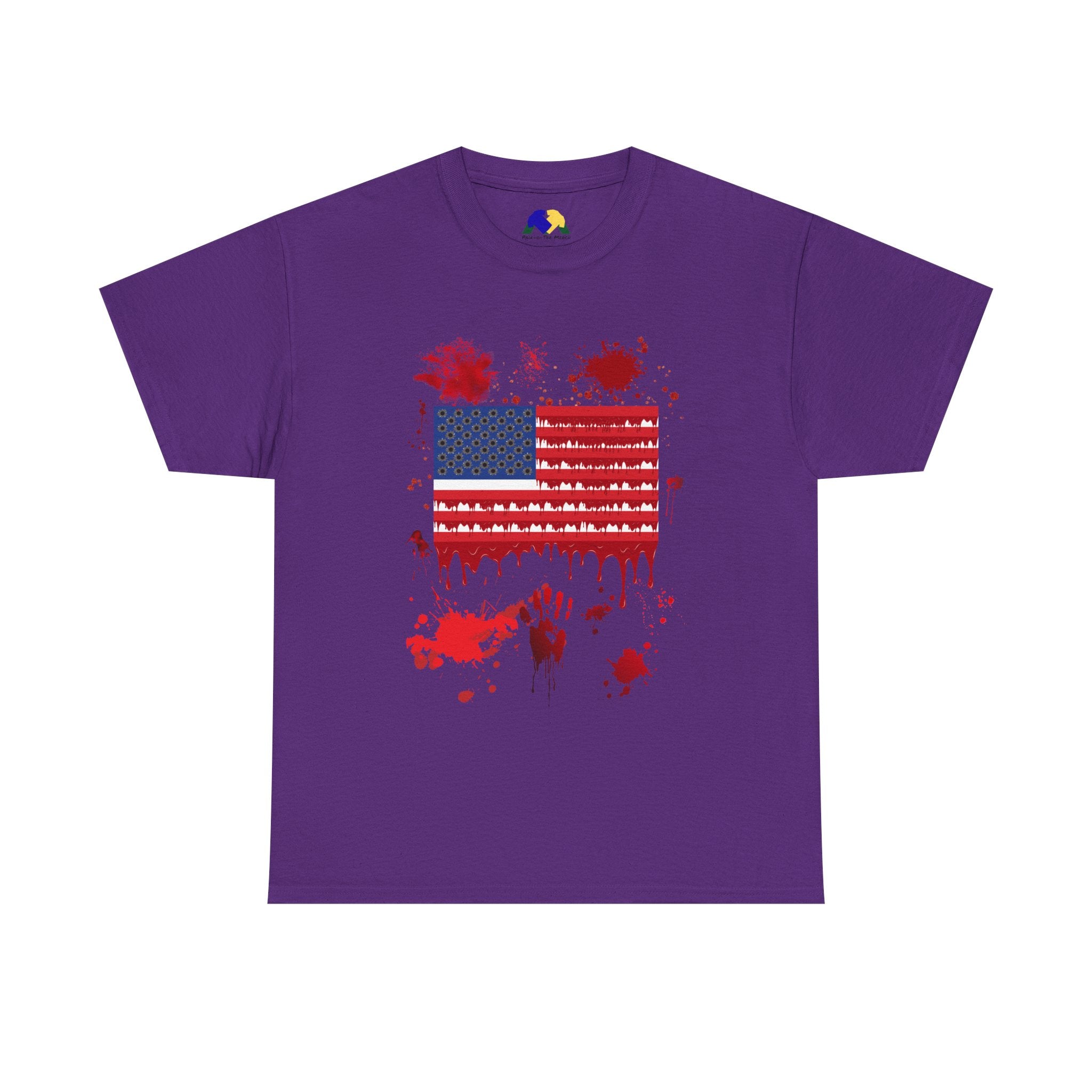 Blood-Soaked American Flag Gun Violence in America Unisex Tee - Graphic Tee Shirt
