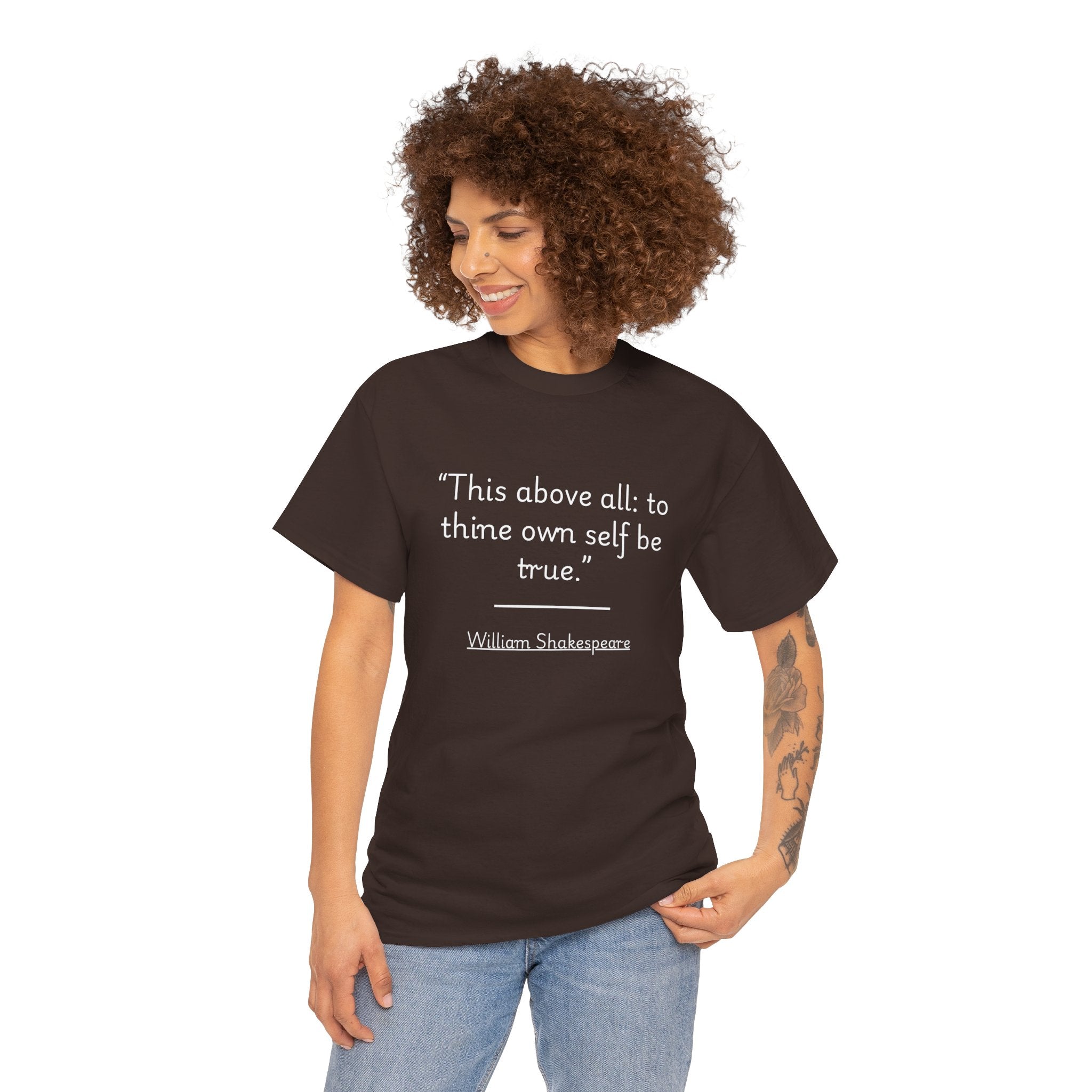 William Shakespeare "This above all: to thine own self be true" Quote Tee | Unisex Heavy Cotton T-Shirt, Literary Gift, Inspirational Apparel, Book Lover Gift, Casual Wear