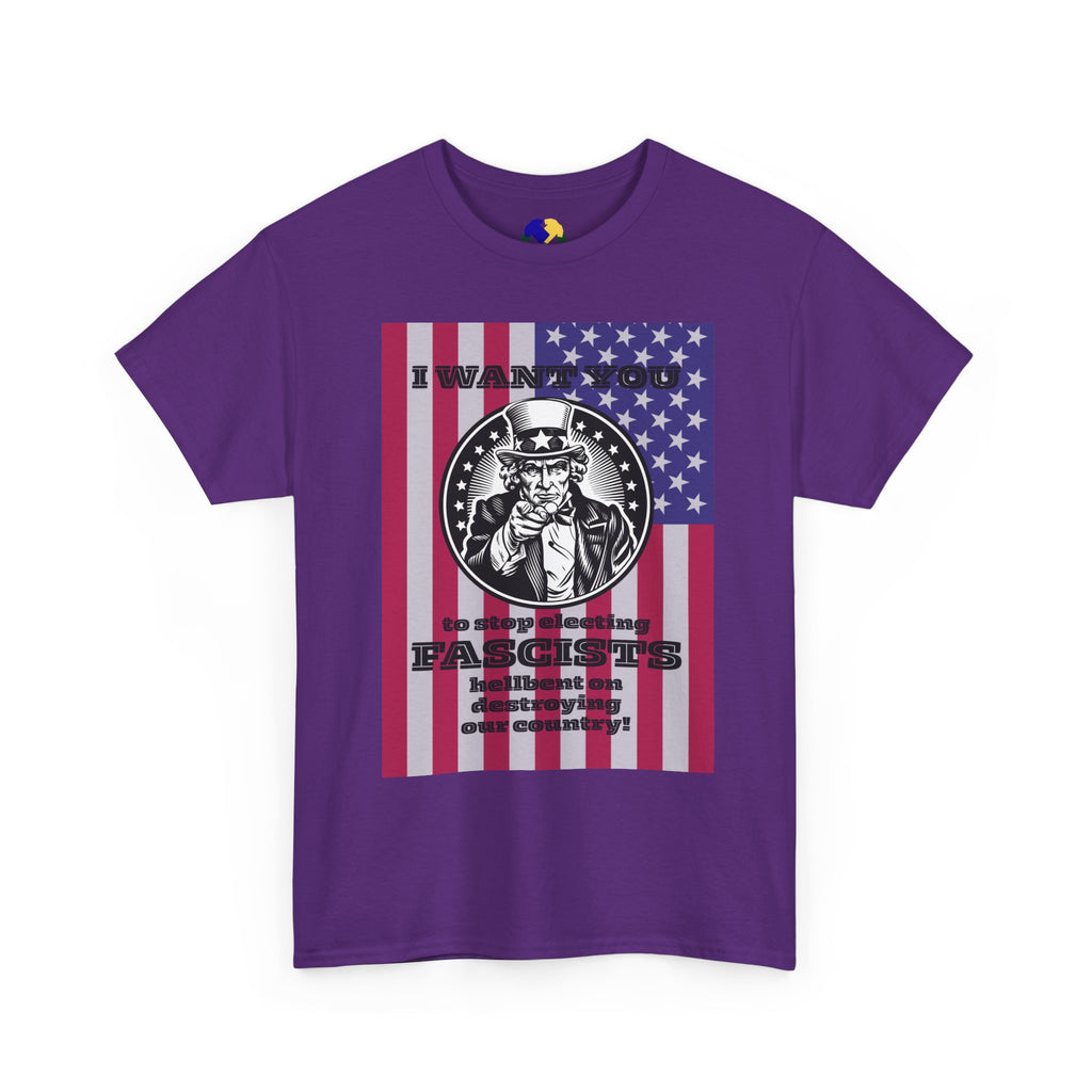 Uncle Sam I Want You to Stop Electing Fascists Unisex Tee - Protest Tee, Political Statement Shirt, Unisex Cotton Tee, Activism Apparel, Gift for Change-Makers
