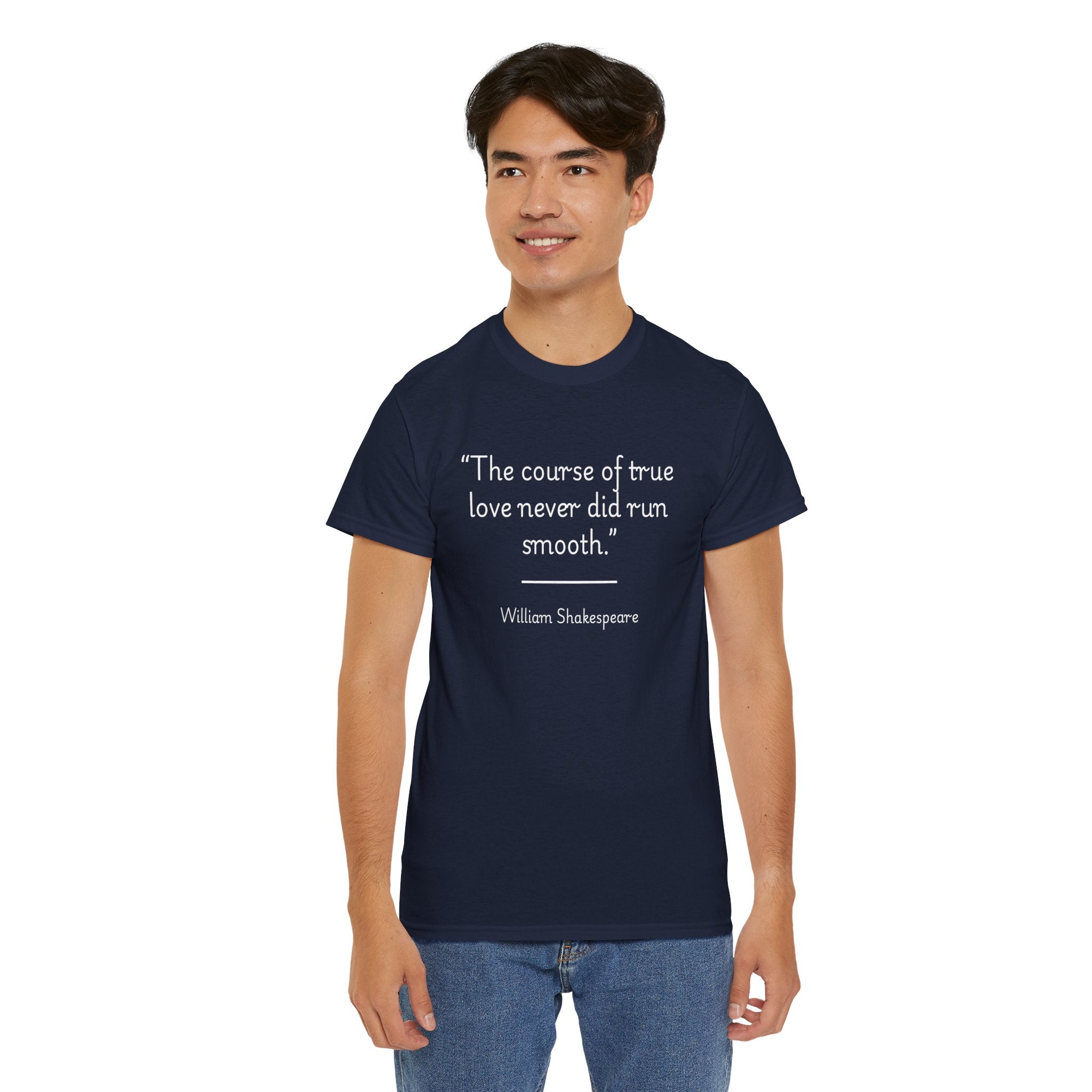 William Shakespeare "The course of true love never did run smooth" Quote Unisex Tee - Gift for Book Lovers, Literary T-Shirt, Anniversary Present, Casual Wear, Valentine's Day Shirt