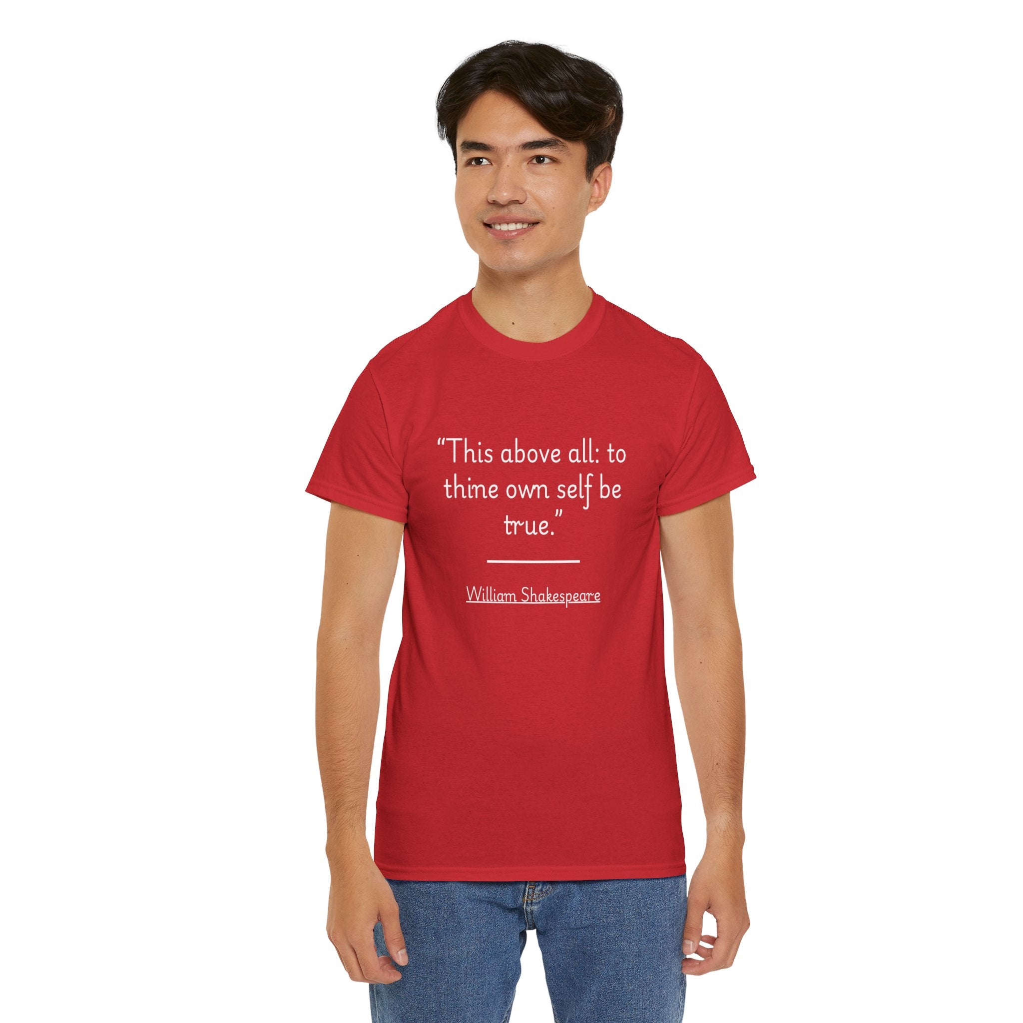 William Shakespeare "This above all: to thine own self be true" Quote Tee | Unisex Heavy Cotton T-Shirt, Literary Gift, Inspirational Apparel, Book Lover Gift, Casual Wear